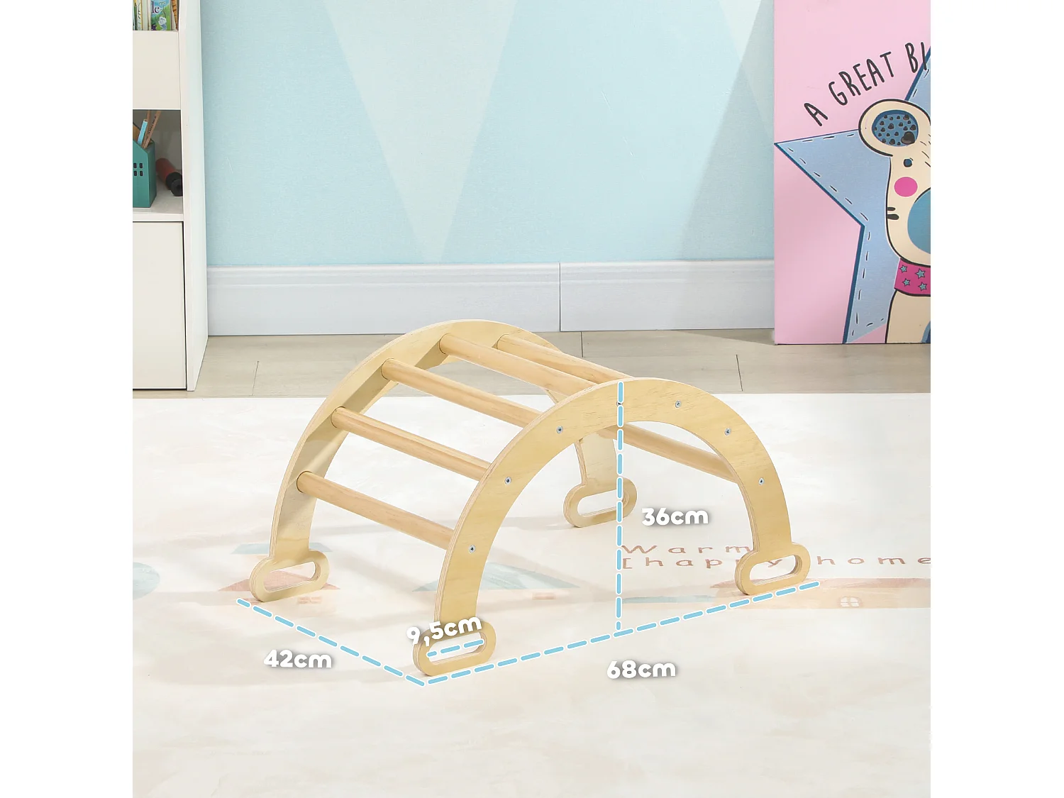 Arche d'escalade enfant - parcours motricité - dim. 68L x 42l x 36H cm - bois pin