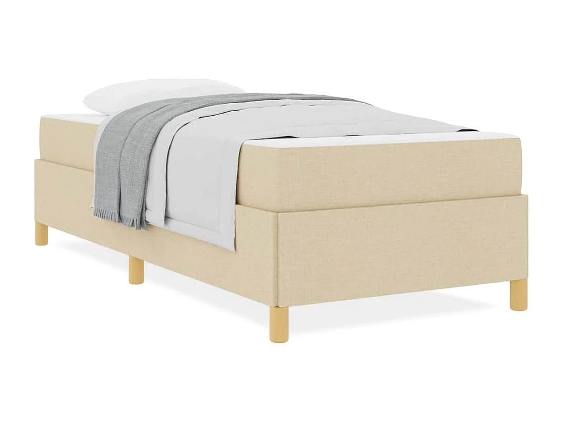 Einzelbett | Bettgestell | Bettrahmen mit Matratze Creme 80x200 cm Stoff SHL931248