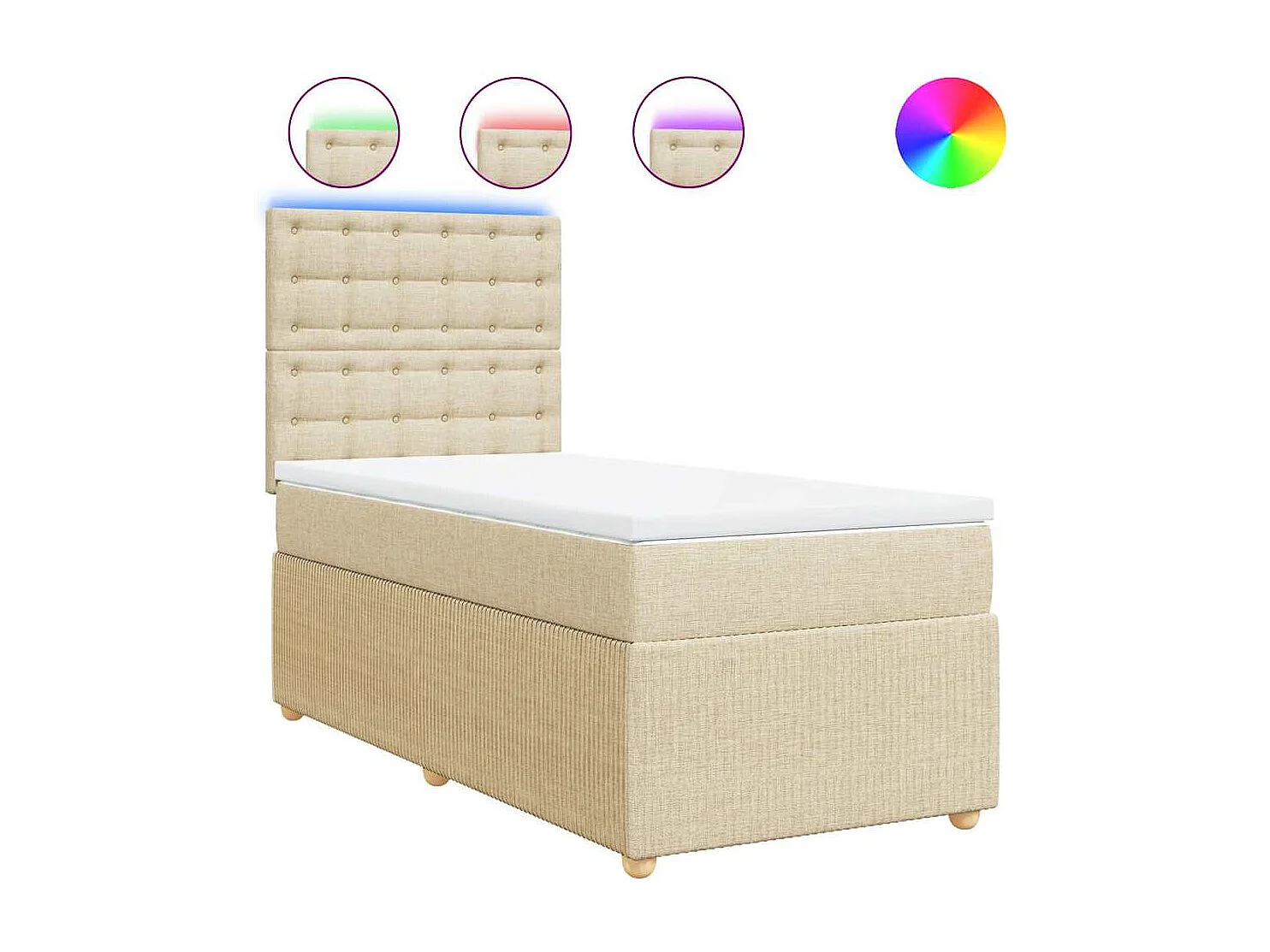 Einzelbett | Bettgestell | Boxspringbett mit Matratze Creme 100x200 cm Stoff SHL583884