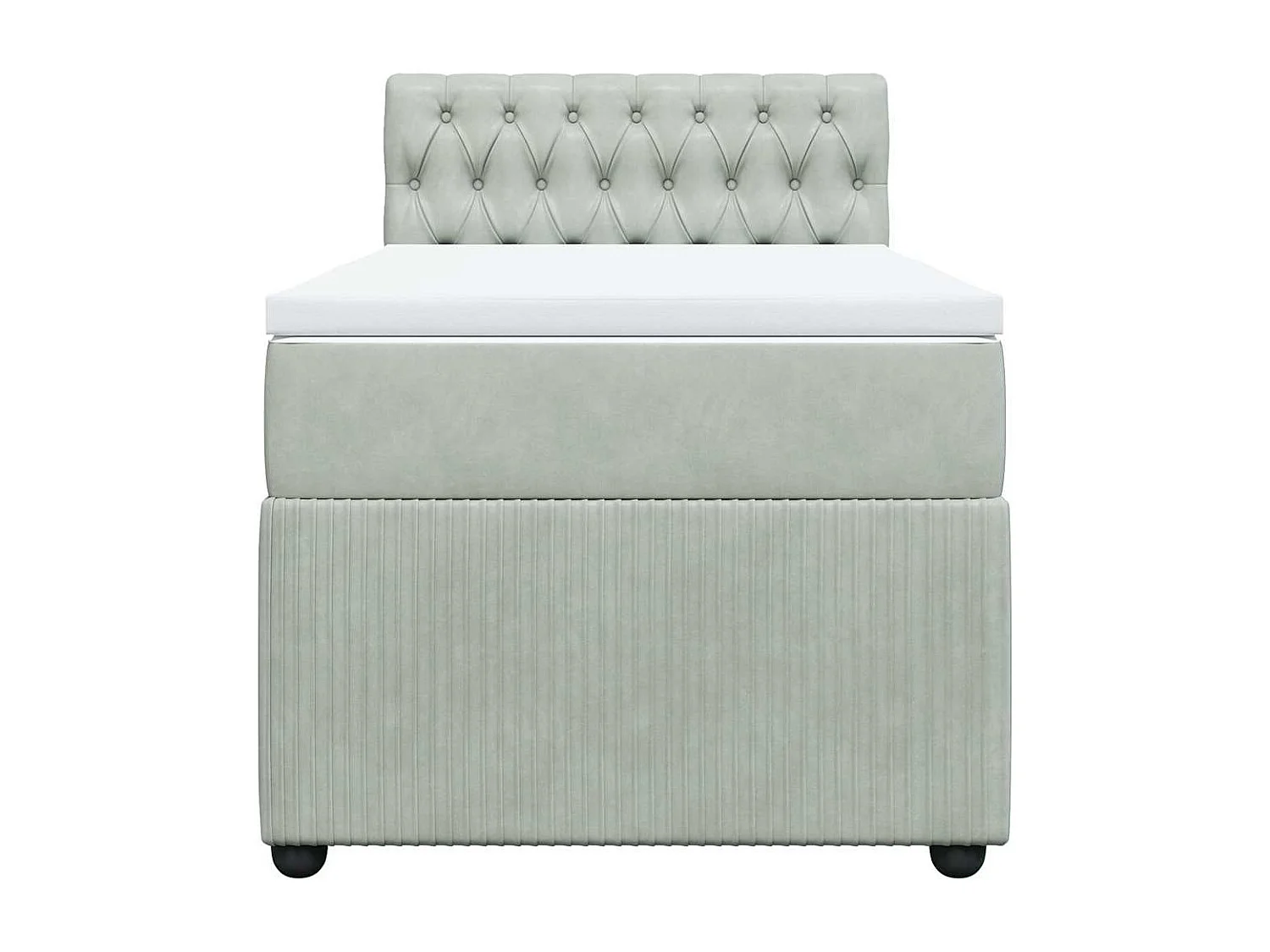 Einzelbett | Bettgestell | Boxspringbett mit Matratze Hellgrau 80x200 cm Samt SHL38882