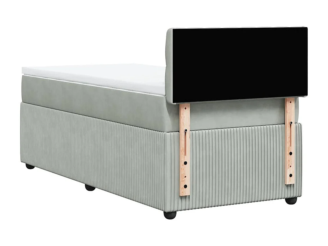 Einzelbett | Bettgestell | Boxspringbett mit Matratze Hellgrau 80x200 cm Samt SHL38882