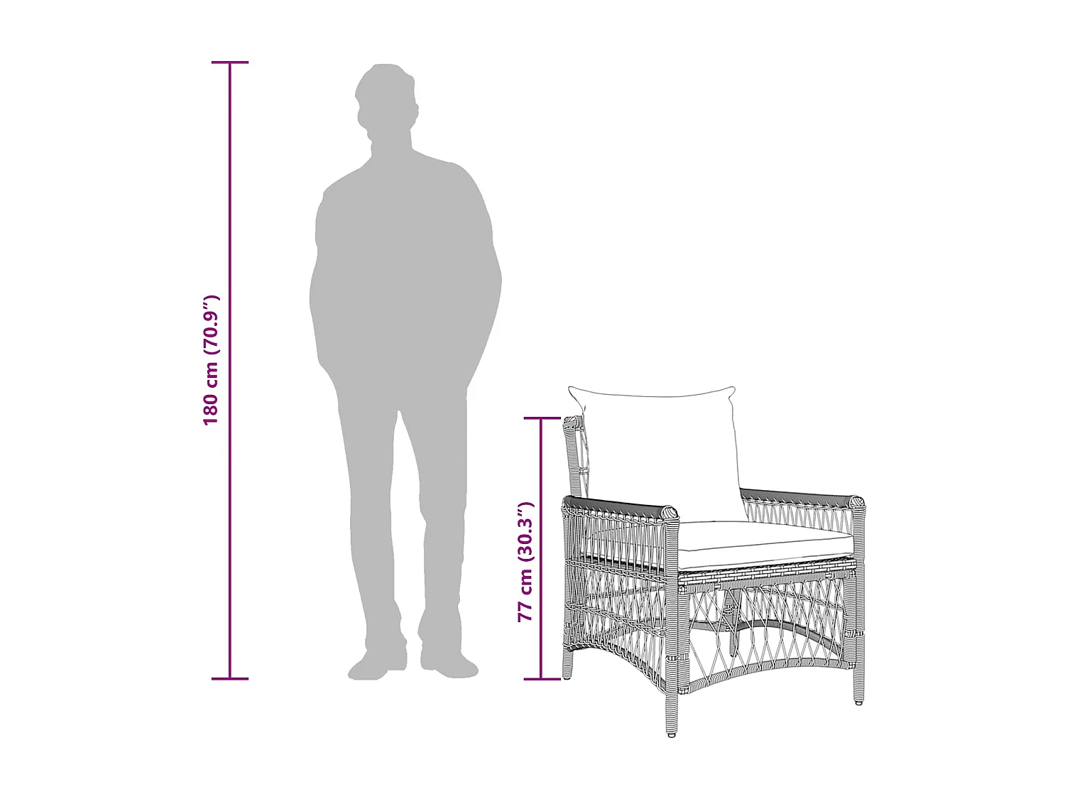 Gartenstuhl Schwarz 60 x 70 x 78 cm Poly-Rattan