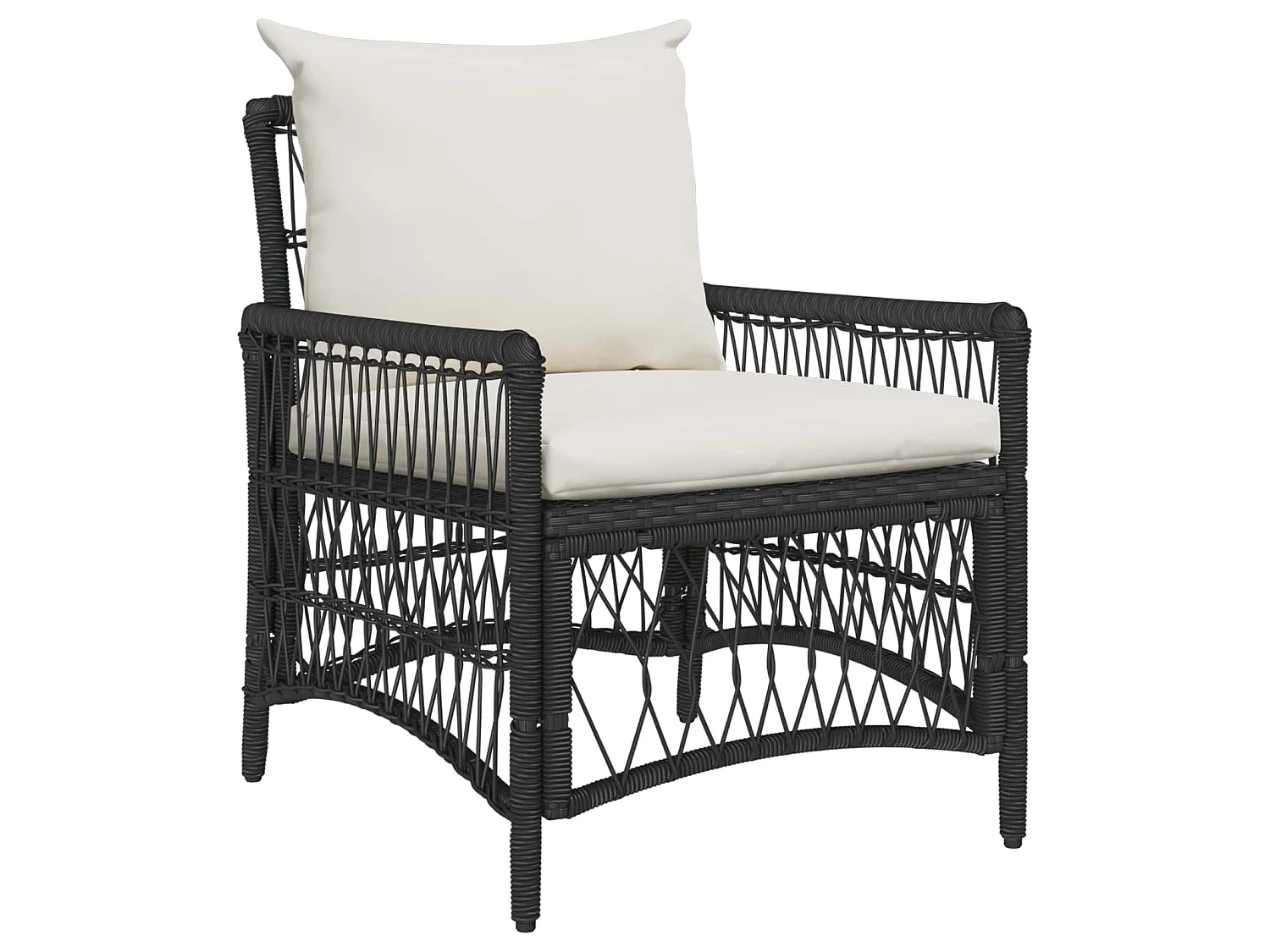 Sedia da Giardino con cuscino Nero 73 x 61 x 77 cm polyrattan