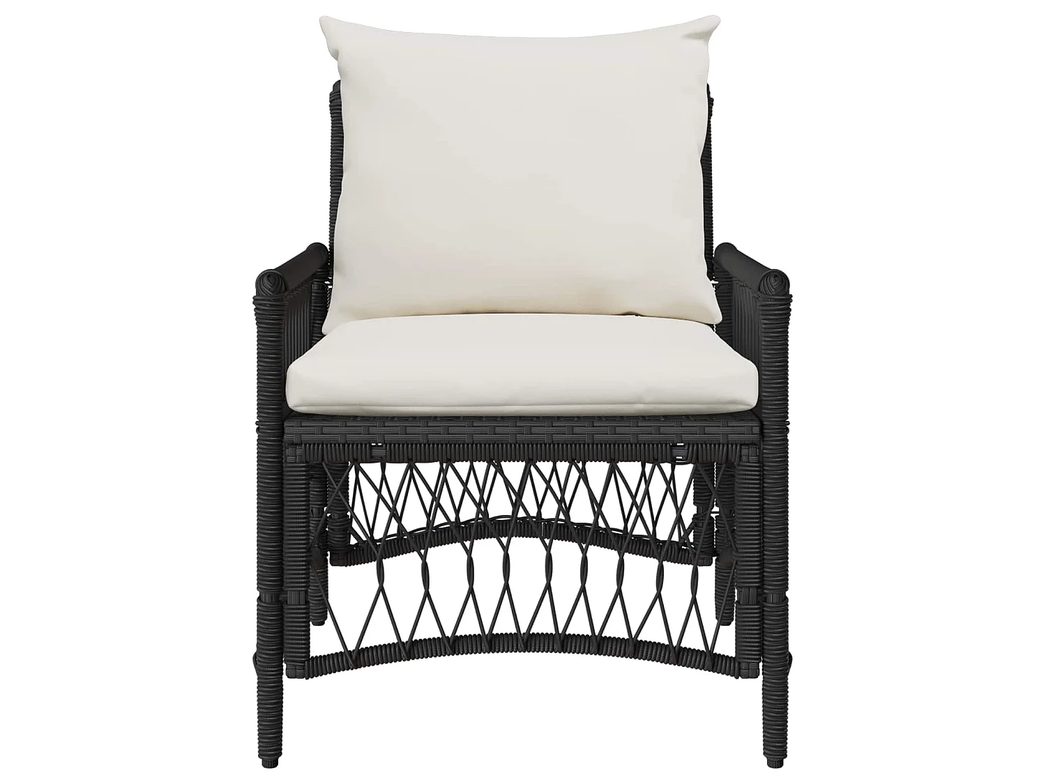 Sedia da Giardino con cuscino Nero 73 x 61 x 77 cm polyrattan