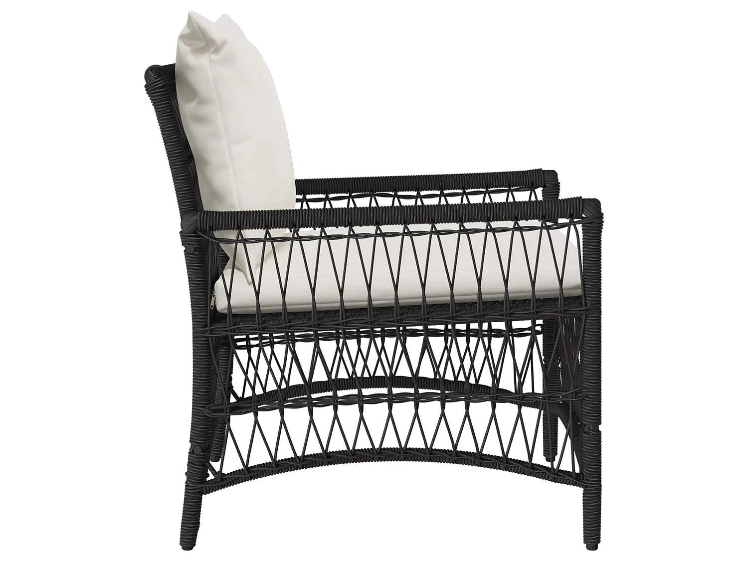Sedia da Giardino con cuscino Nero 73 x 61 x 77 cm polyrattan