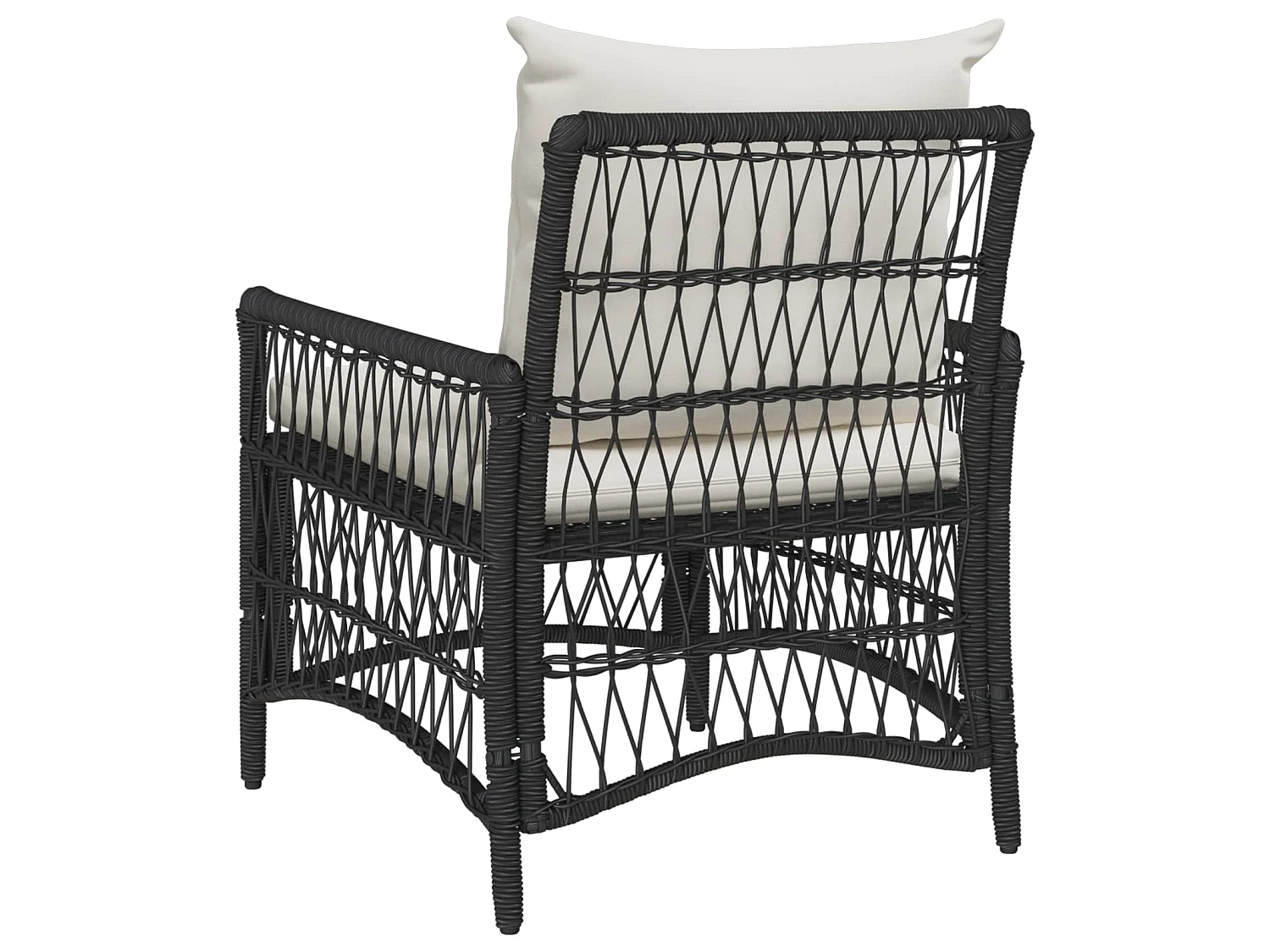 Sedia da Giardino con cuscino Nero 73 x 61 x 77 cm polyrattan