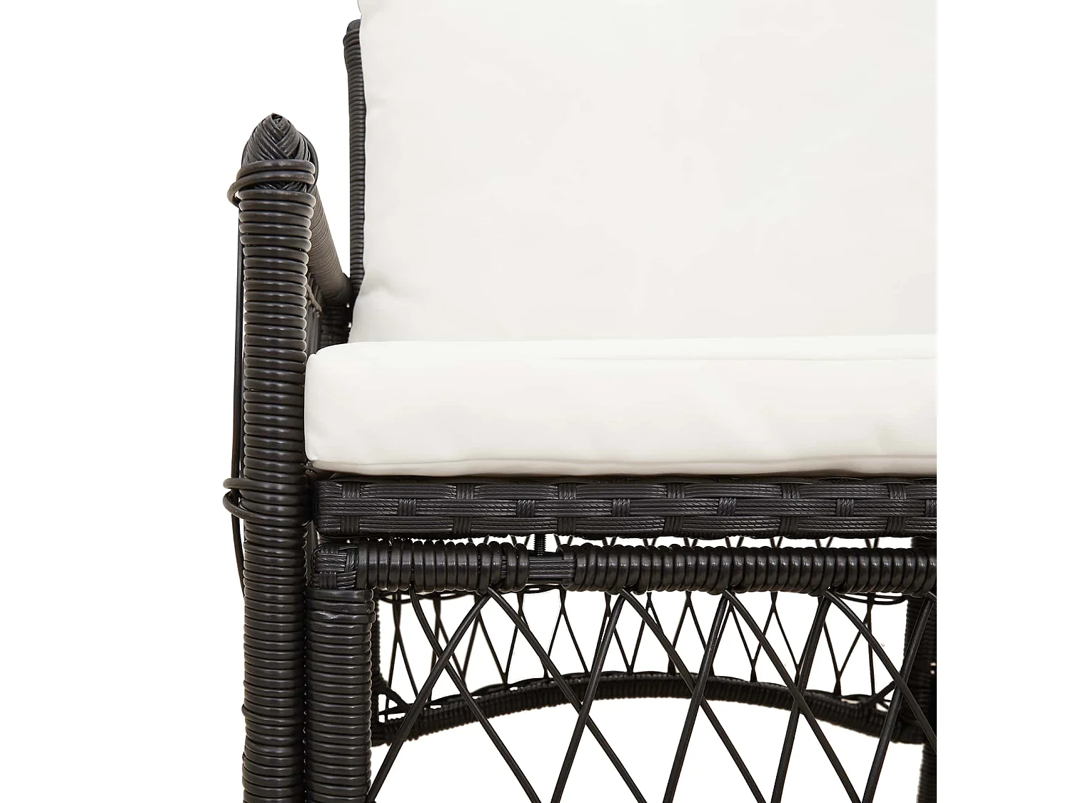 Sedia da Giardino con cuscino Nero 73 x 61 x 77 cm polyrattan