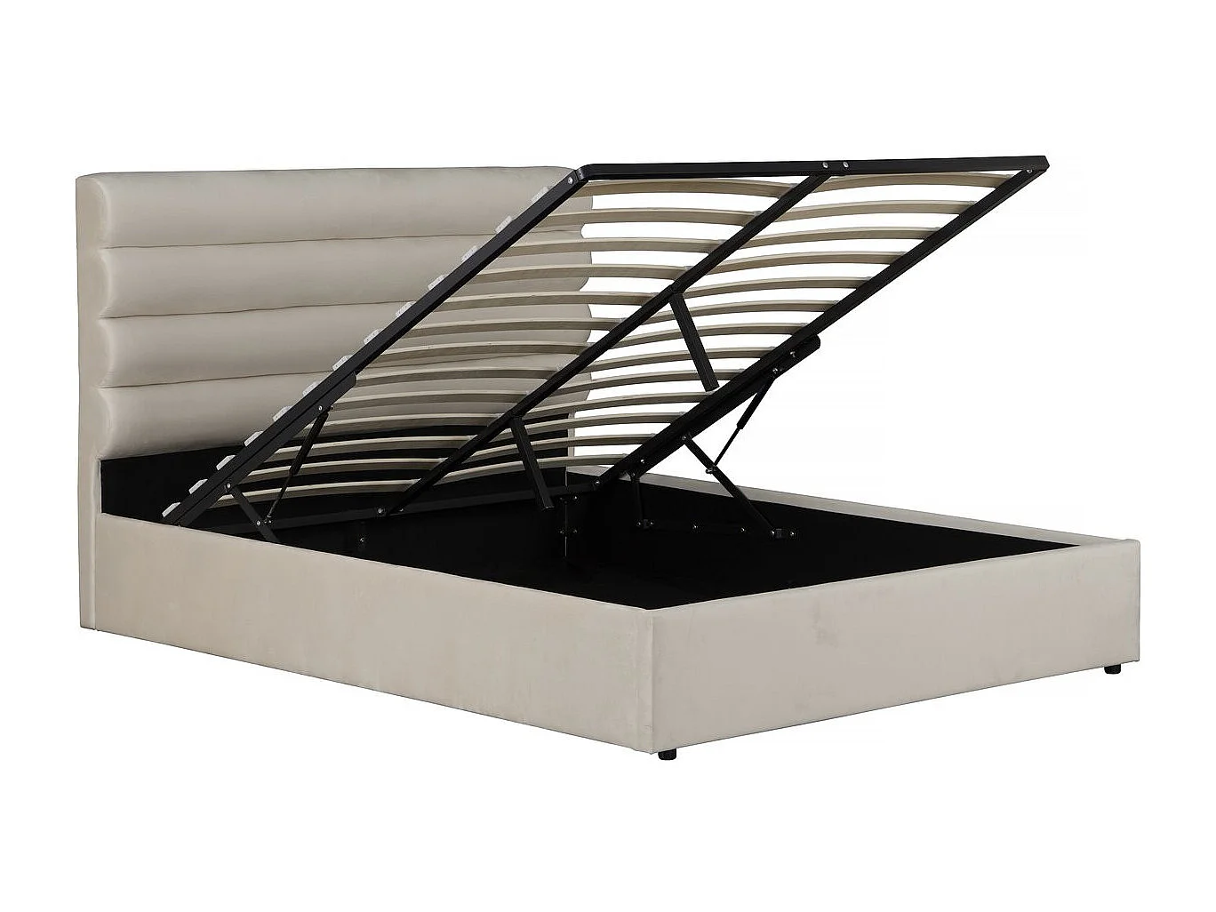 Lit double en velours design "Livigno" - 140 x 190 cm - Beige