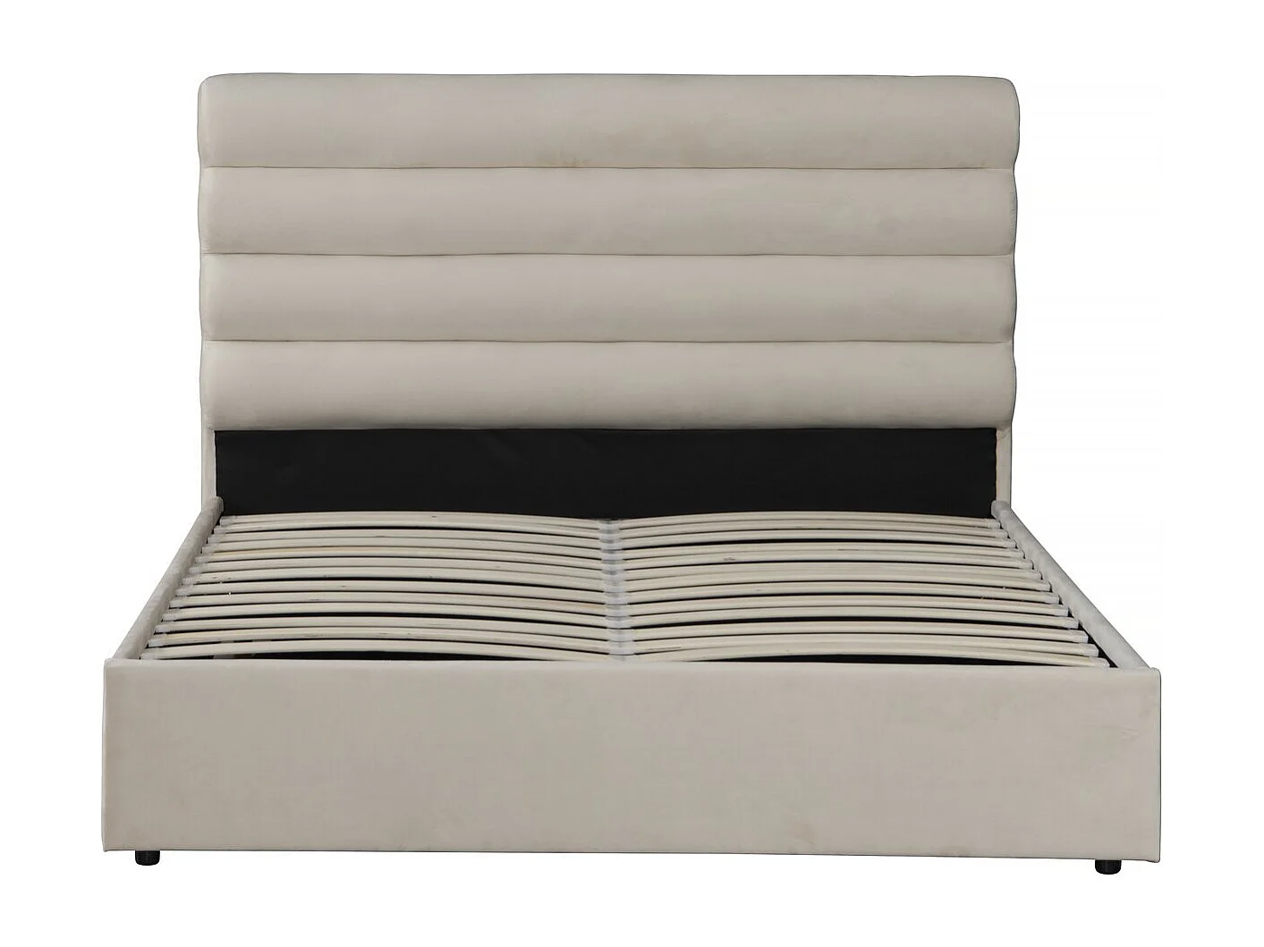 Lit double en velours design "Livigno" - 140 x 190 cm - Beige