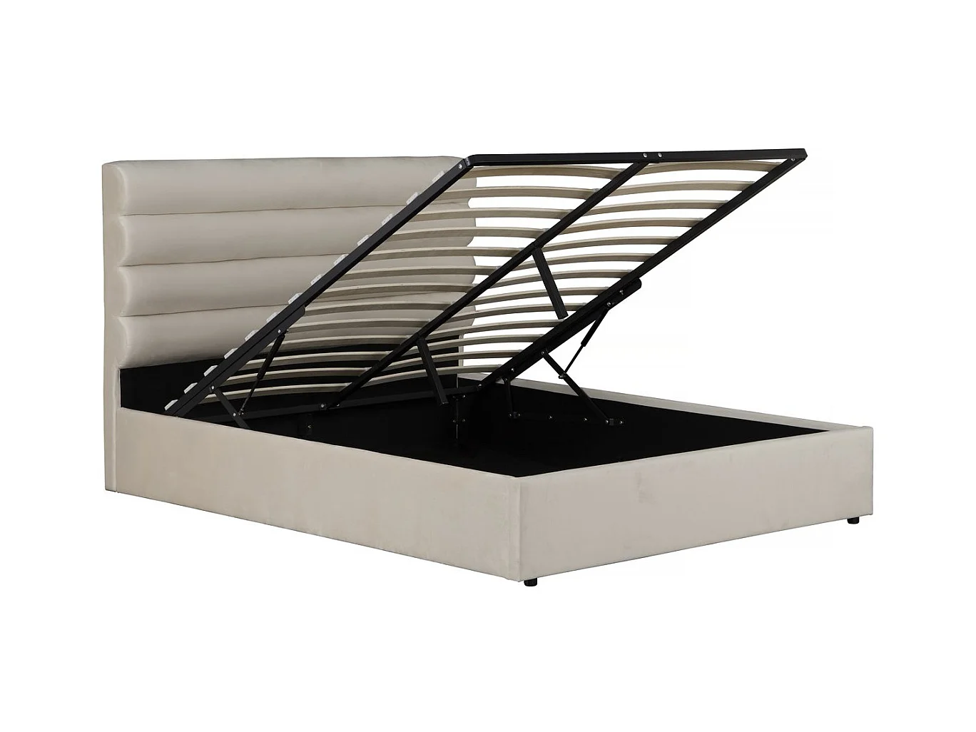 Lit double en velours design "Livigno" - 160 x 200 cm - Beige