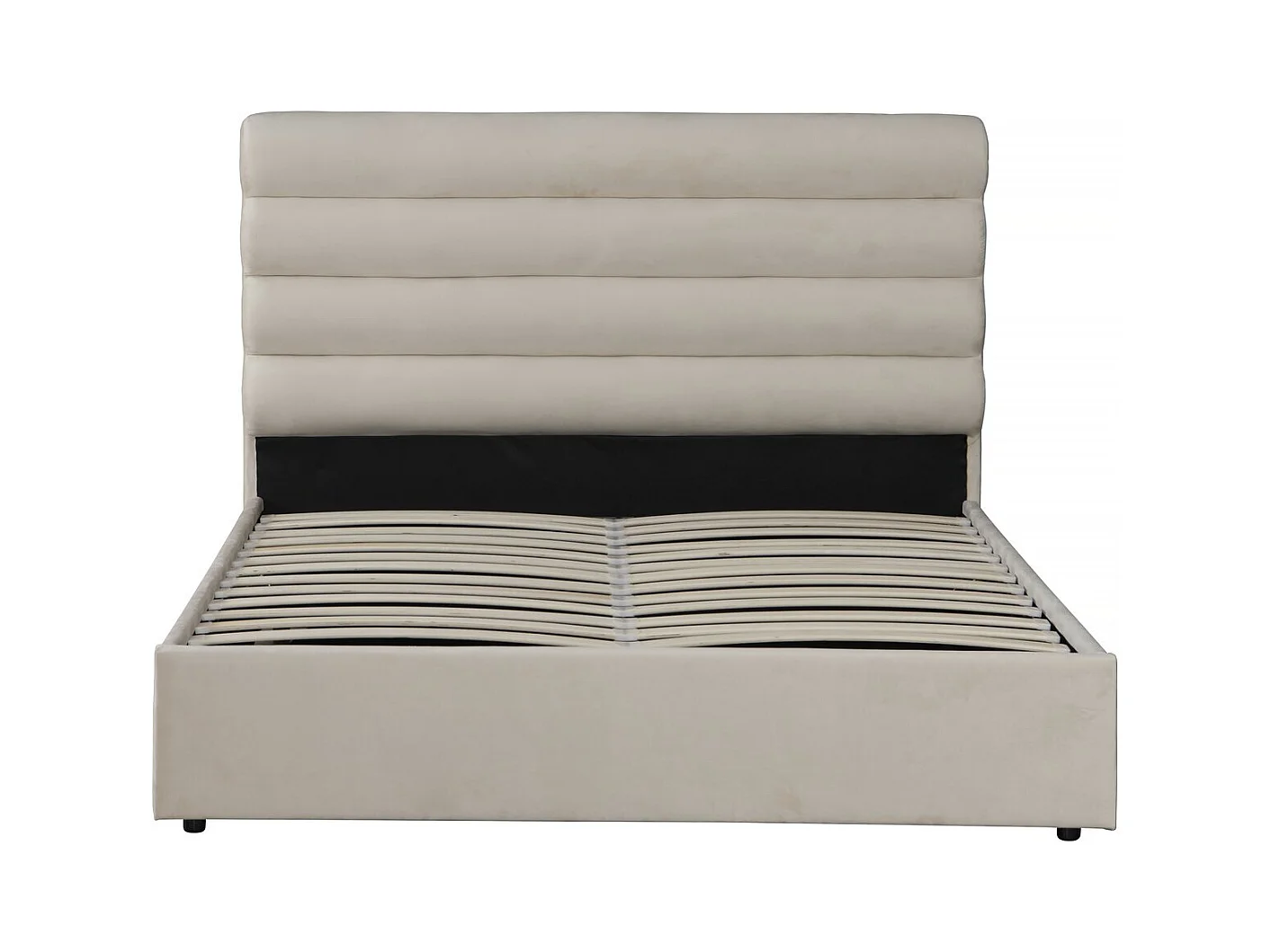 Lit double en velours design "Livigno" - 160 x 200 cm - Beige