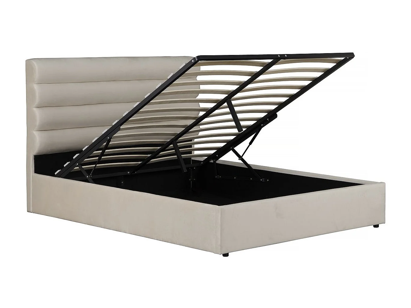 Lit double en velours design "Livigno" - 160 x 200 cm - Beige