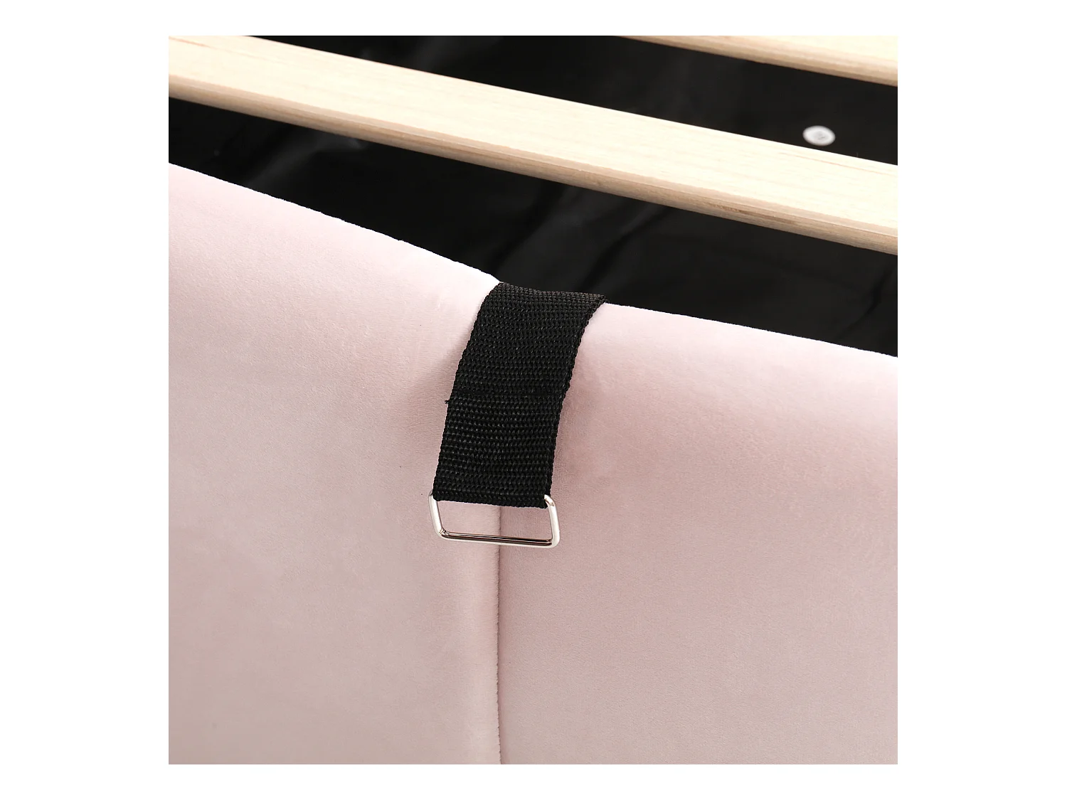 Lit enfant 90x200 cm avec USB - lit à fonction hydraulique - velours - rose (sans matelas)