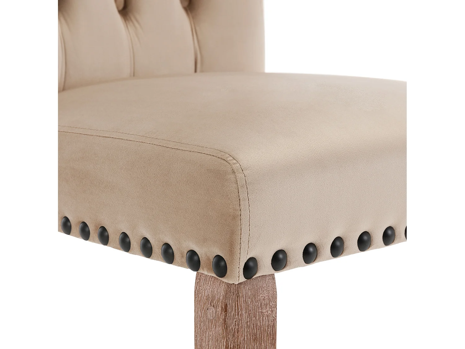 Lot de 6 chaises à manger en velours avec dossier - pieds en bois - marron clair