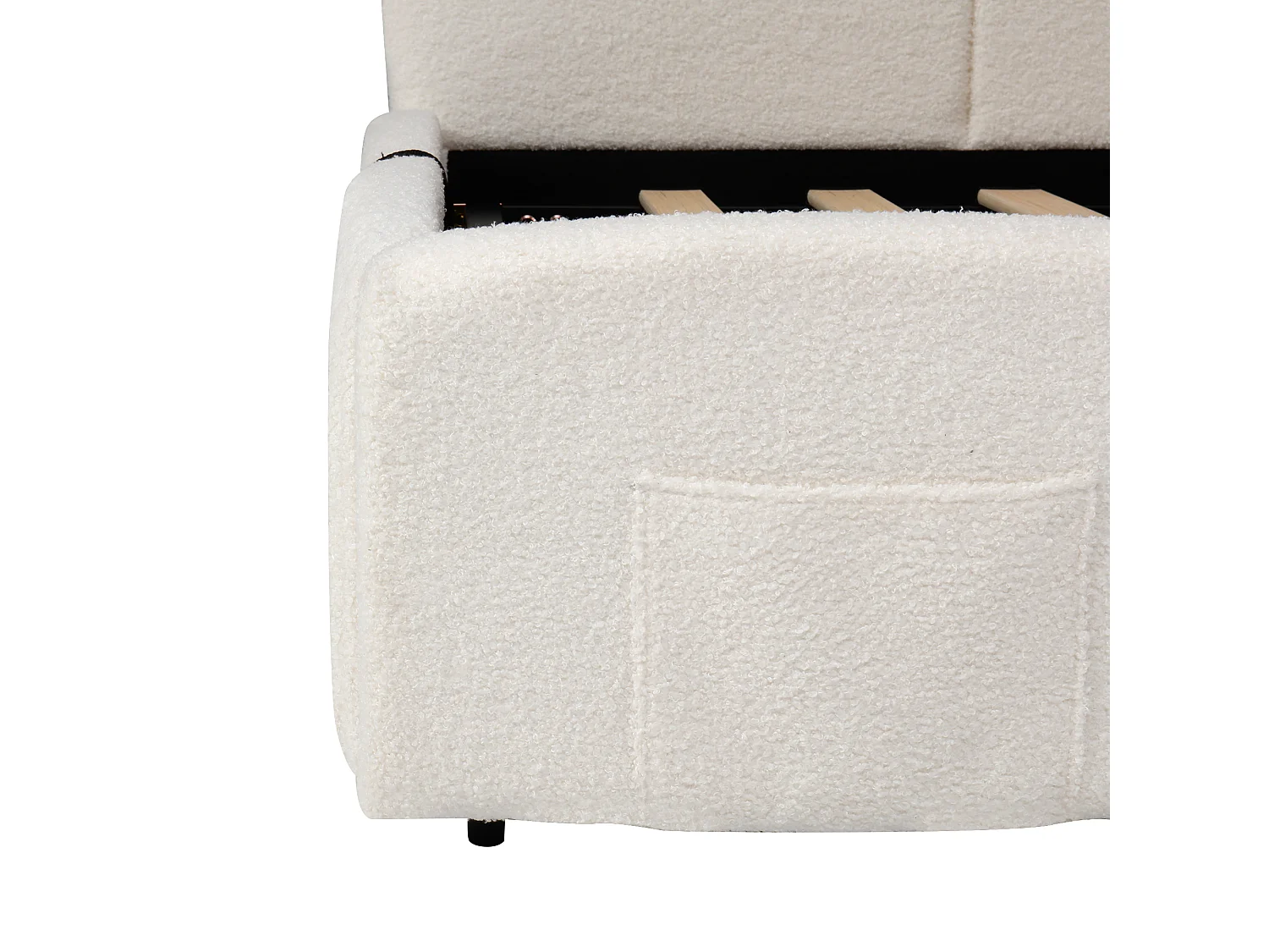 Lit enfant 90x200 cm avec USB - espace de rangement - matelassé - beige (sans matelas)