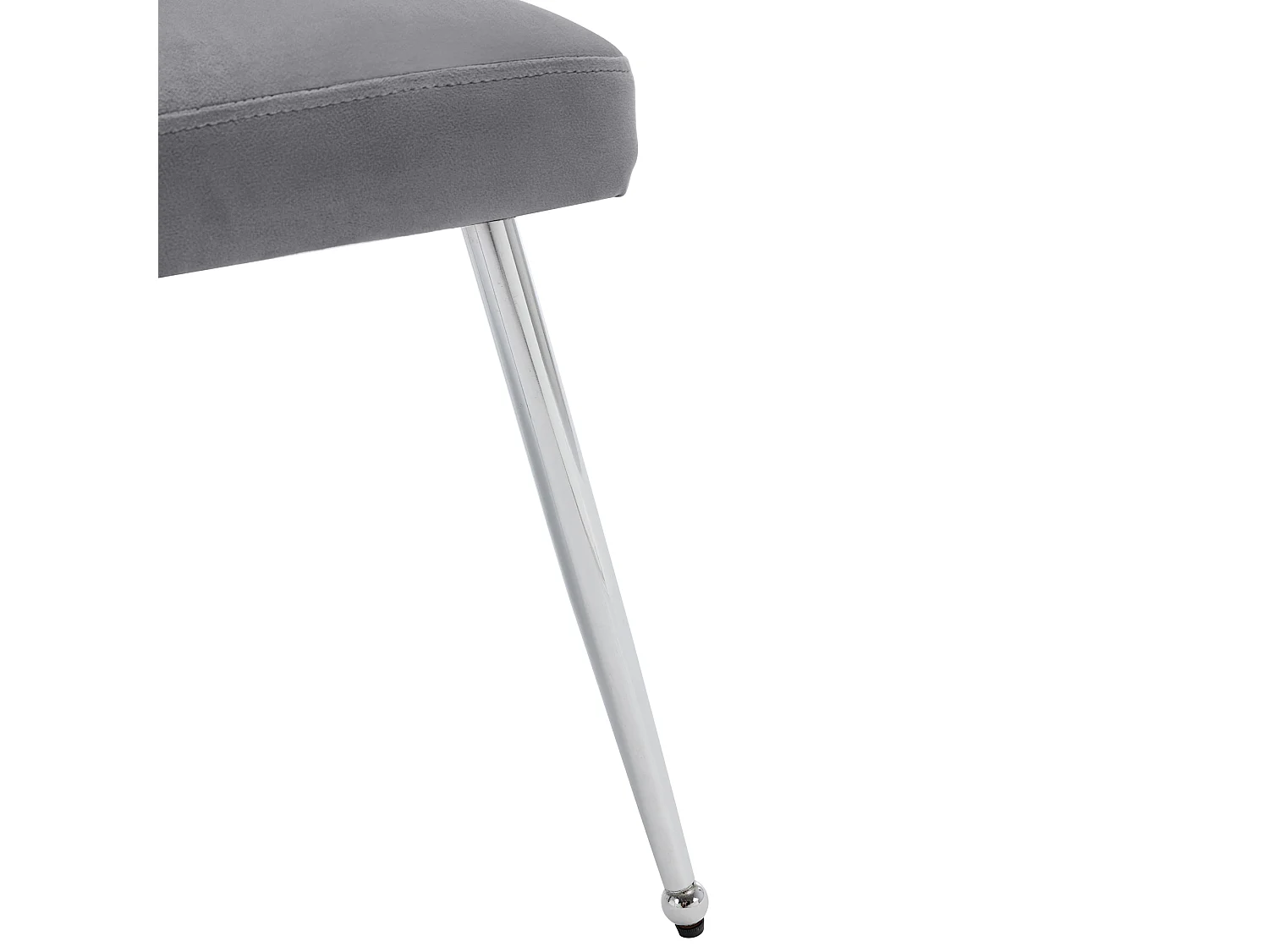 Eetkamerstoelen van fluweel met lendensteun en rugleuning - metalen poten - grijs