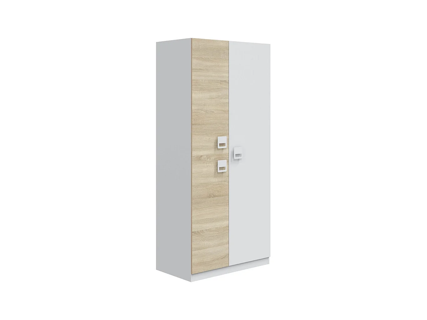 Armario de 3 puertas de 200x90x52 cm con barra de colgar extraíble en blanco-beige Tomy