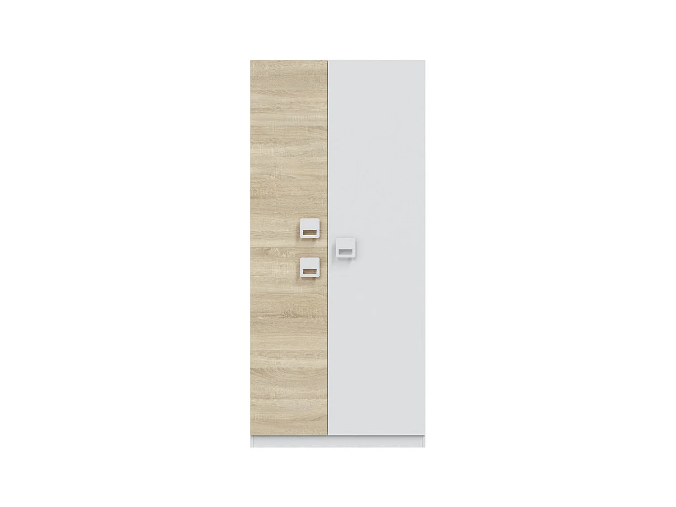 Armario de 3 puertas de 200x90x52 cm con barra de colgar extraíble en blanco-beige Tomy