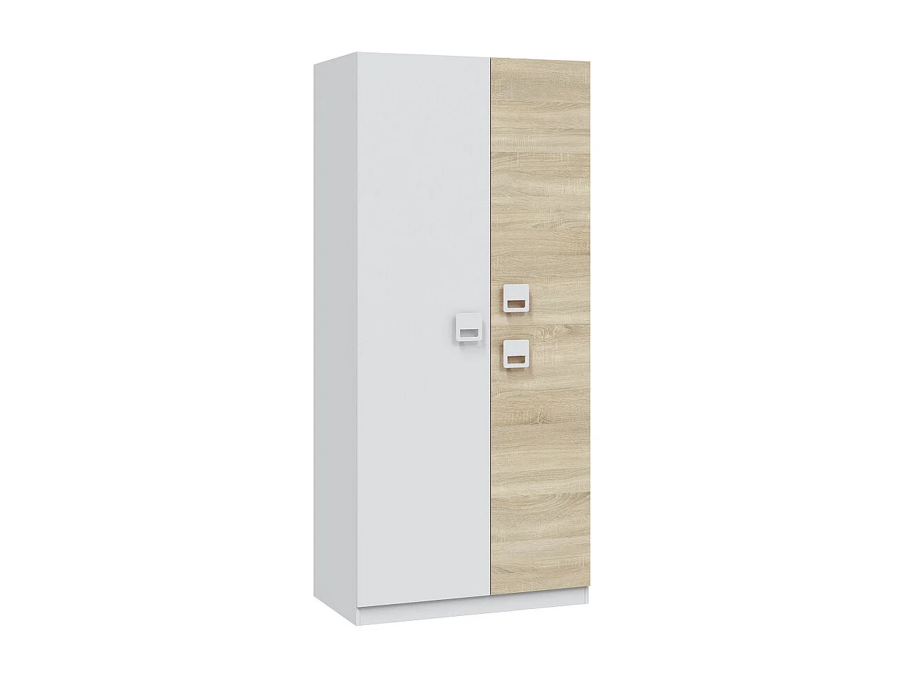 Armario de 3 puertas de 200x90x52 cm con barra de colgar extraíble en blanco-beige Tomy