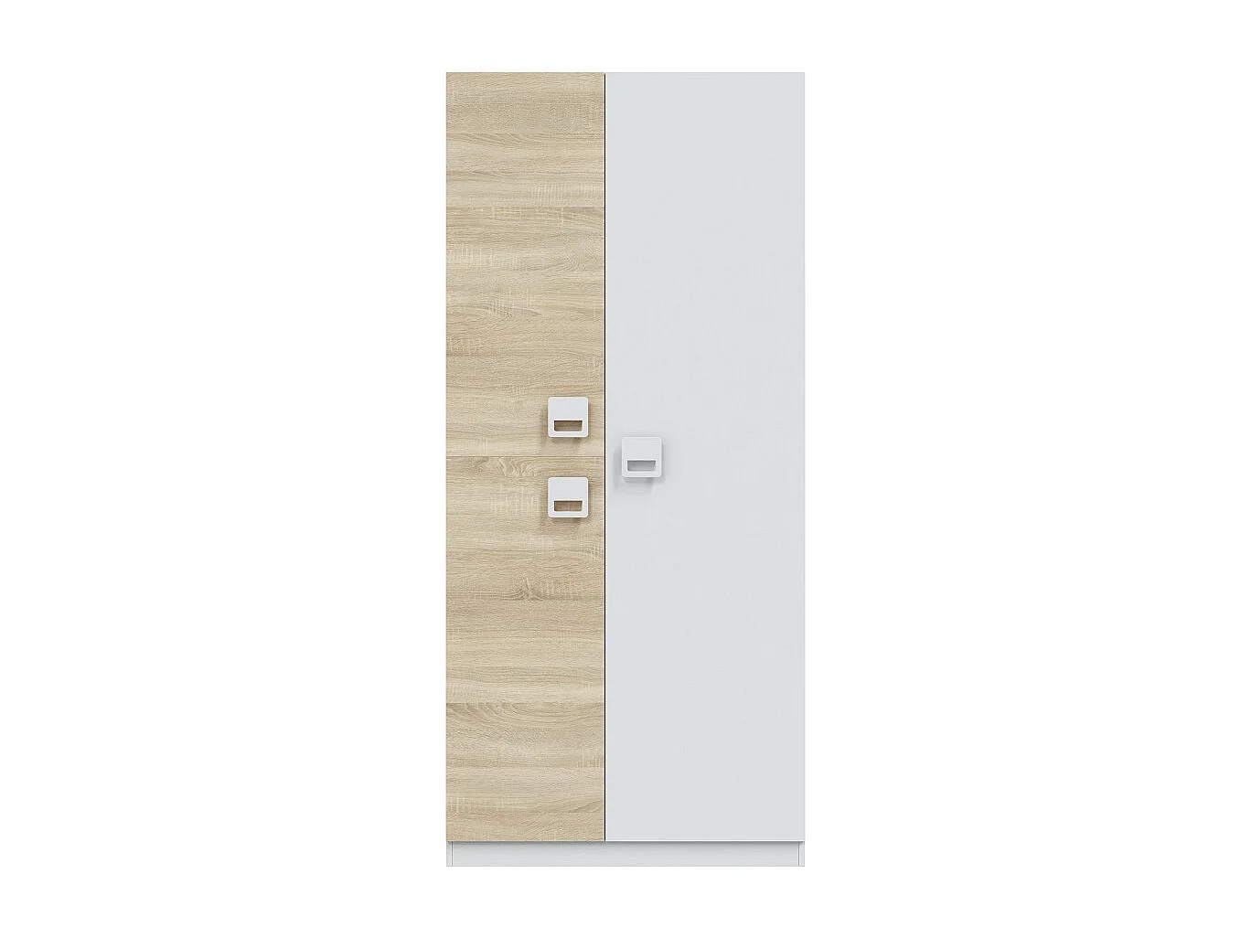 Armario de 3 puertas de 200x90x52 cm con barra de colgar extraíble en blanco-beige Tomy