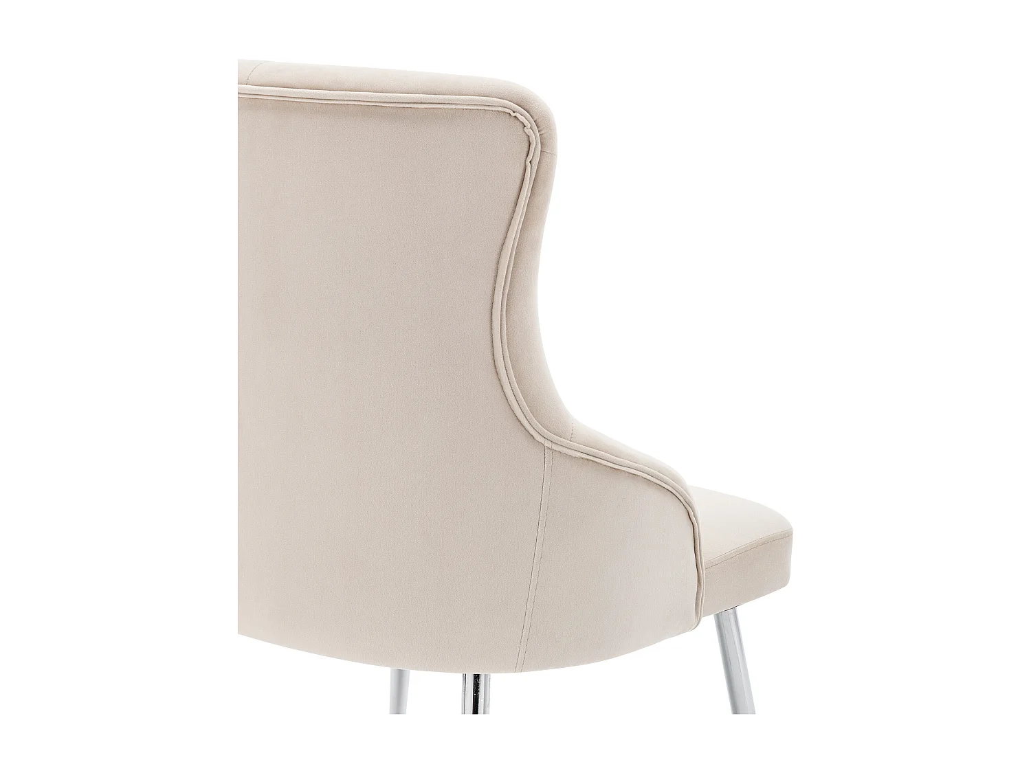 Eetkamerstoelen van fluweel met lendensteun en rugleuning - metalen poten - beige