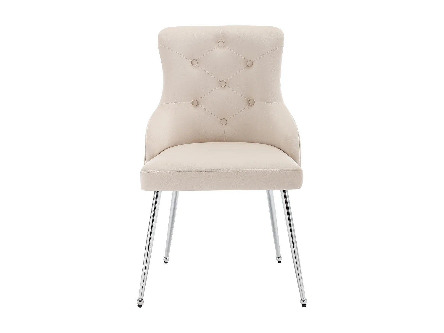 Eetkamerstoelen van fluweel met lendensteun en rugleuning - metalen poten - beige