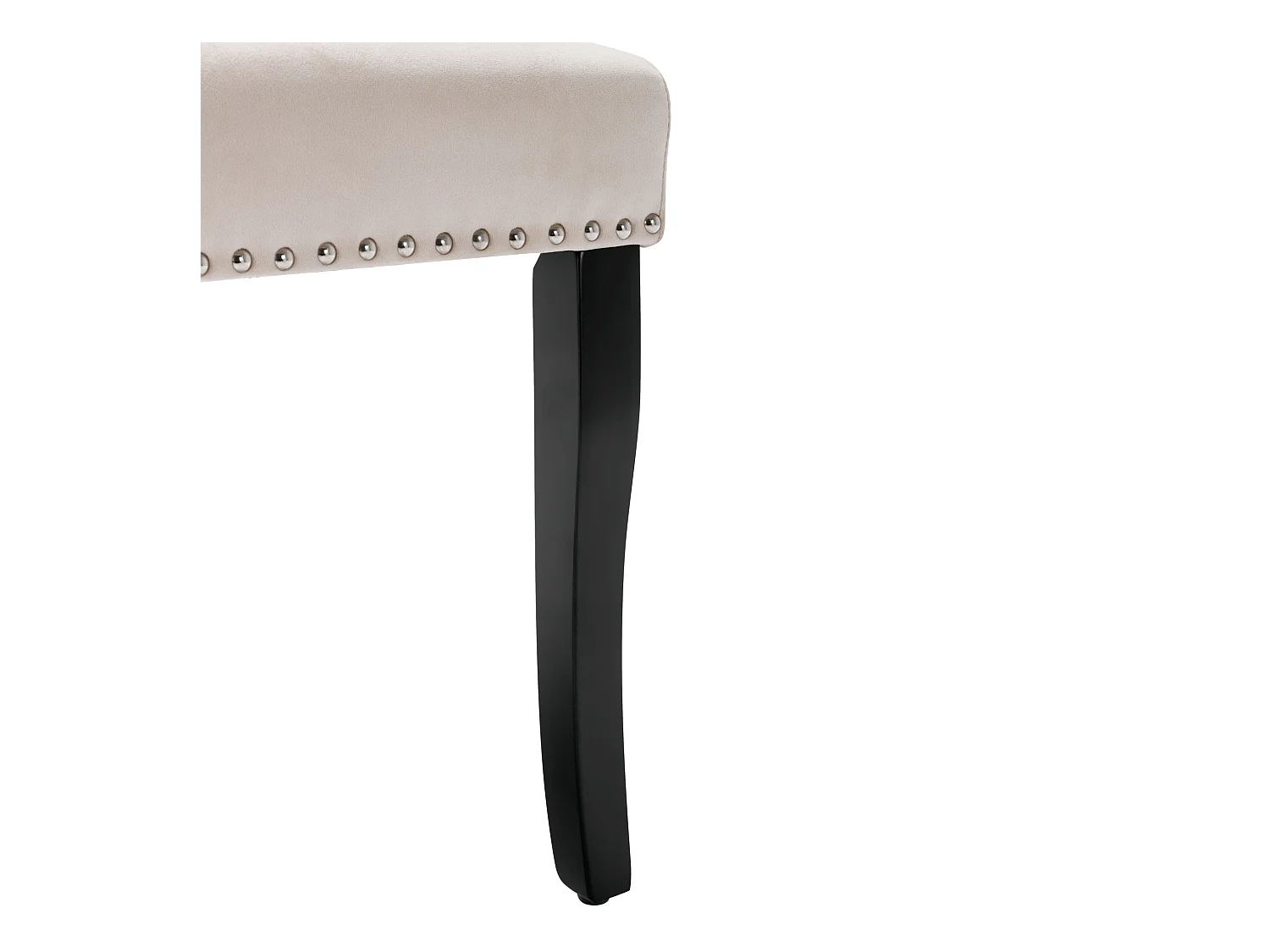 Lot de 2 chaises à manger en velours avec dossier - pieds en bois noir - beige