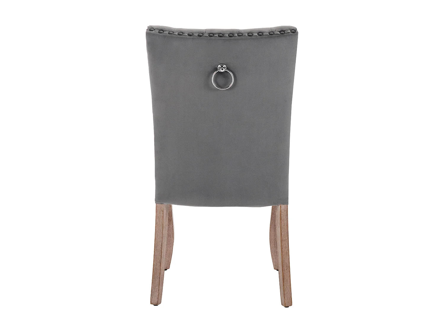 Lot de 4 chaises en velours avec dossier - pieds en bois - gris