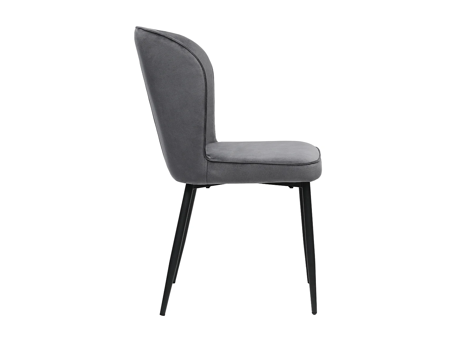 Set van 4 fluwelen eetkamerstoelen met gewatteerde rugleuning - zwarte metalen poten - grijs