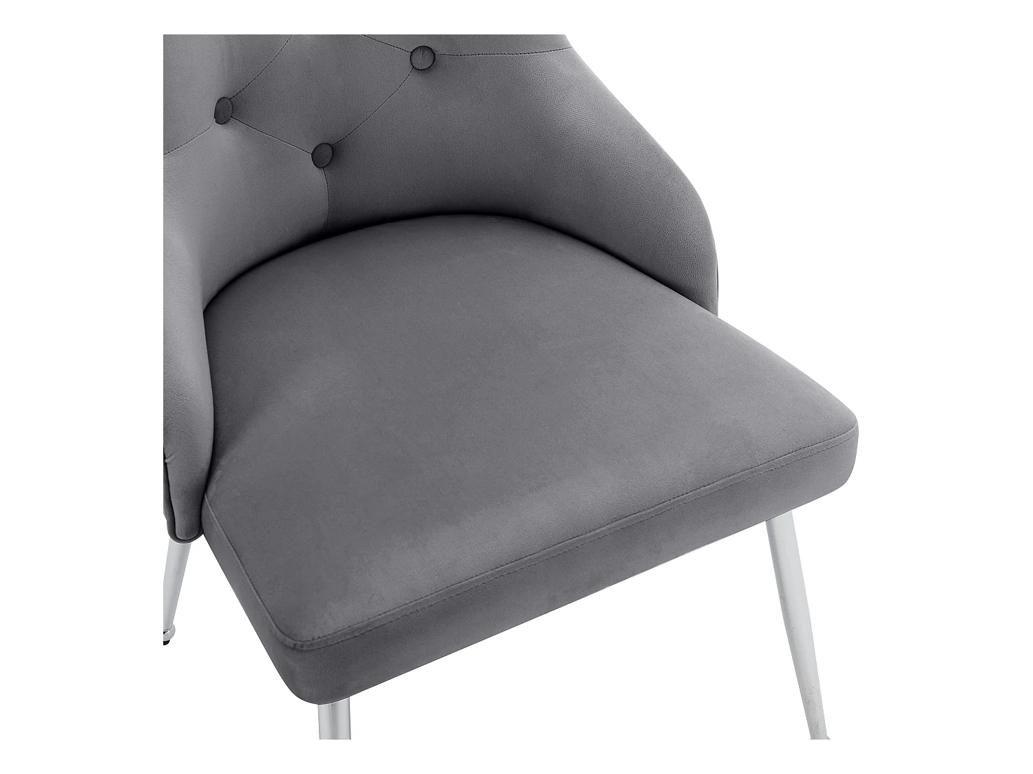 Lot de 2 chaises à manger en velours avec support lombaire et dossier - pieds en métal - gris