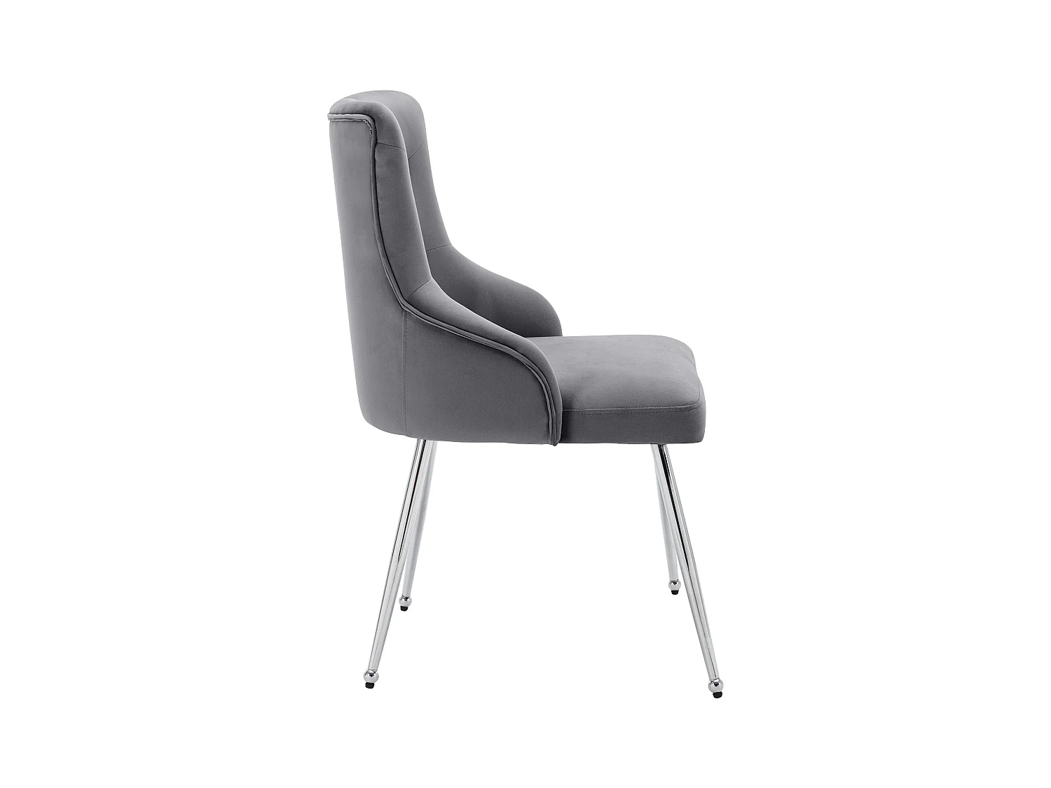 Lot de 2 chaises à manger en velours avec support lombaire et dossier - pieds en métal - gris