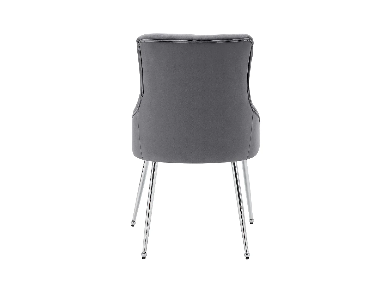 Lot de 2 chaises à manger en velours avec support lombaire et dossier - pieds en métal - gris