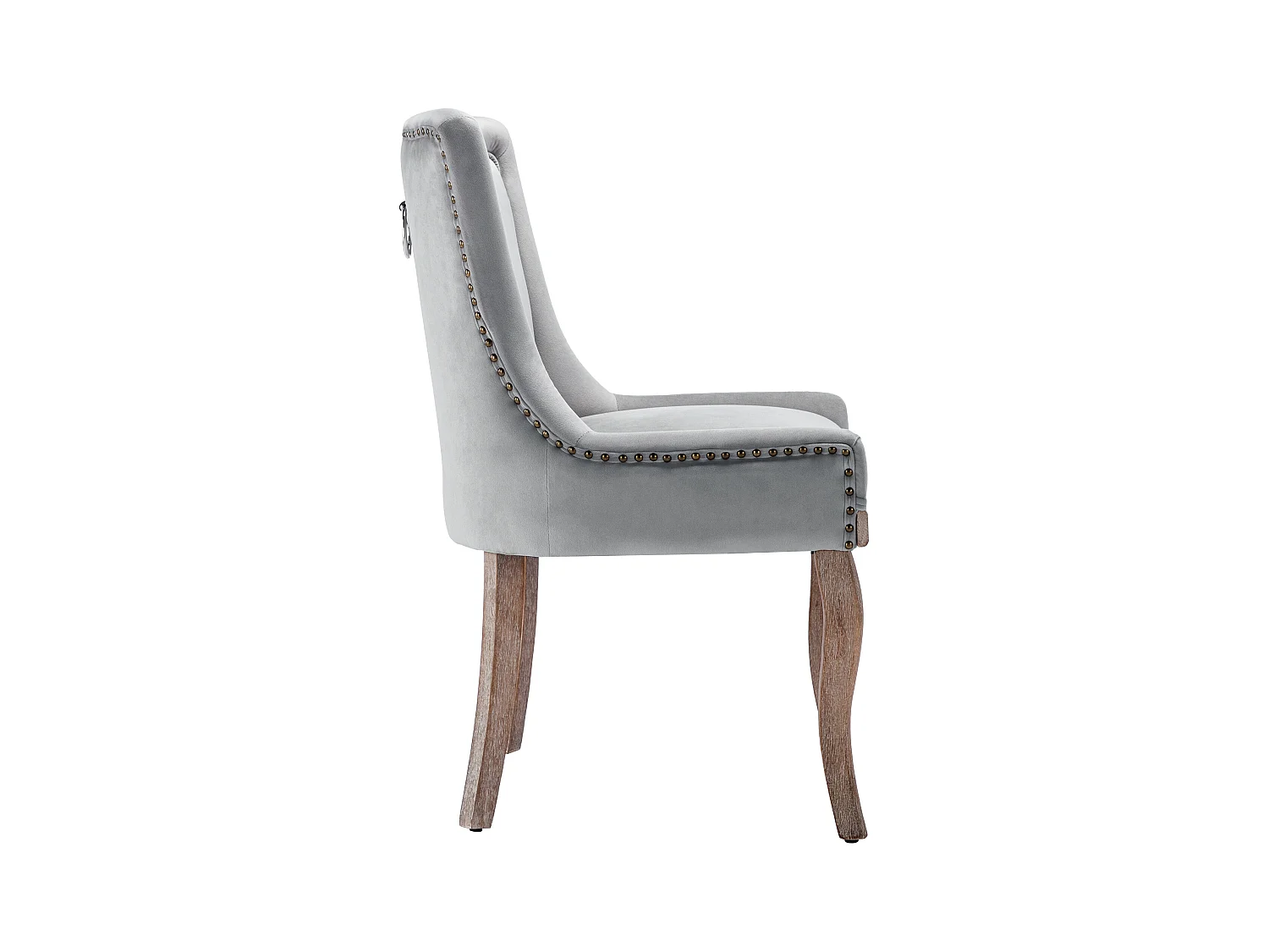 Lot de 2 chaises à manger en velours avec dossier - pieds en bois - gris