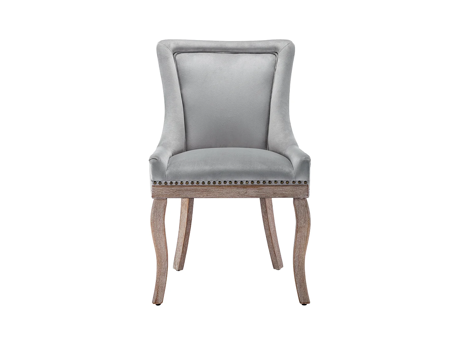 Lot de 2 chaises à manger en velours avec dossier - pieds en bois - gris