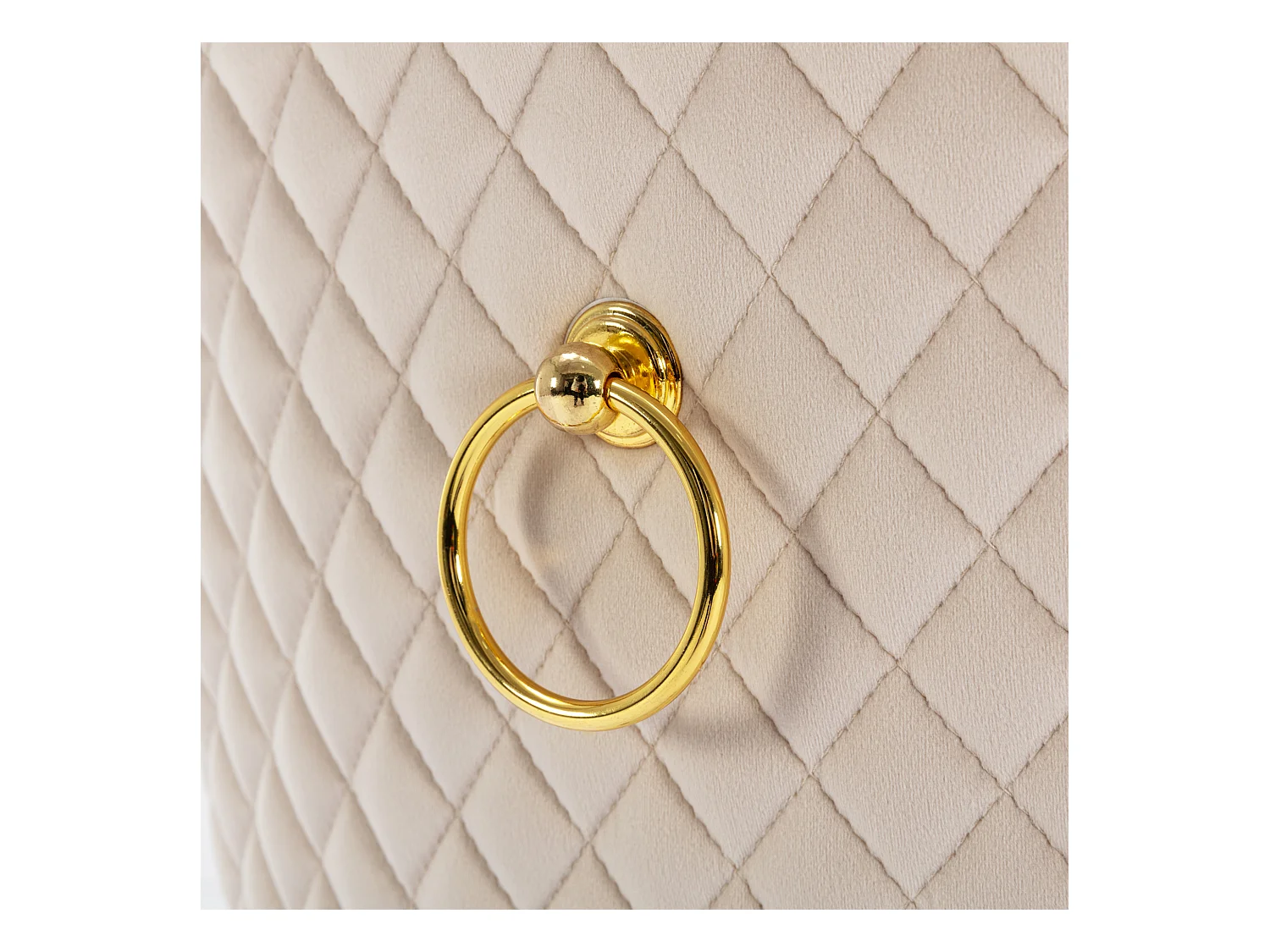 Lot de 6 chaises à manger avec dossier rembourré - pieds en métal doré - velours - beige