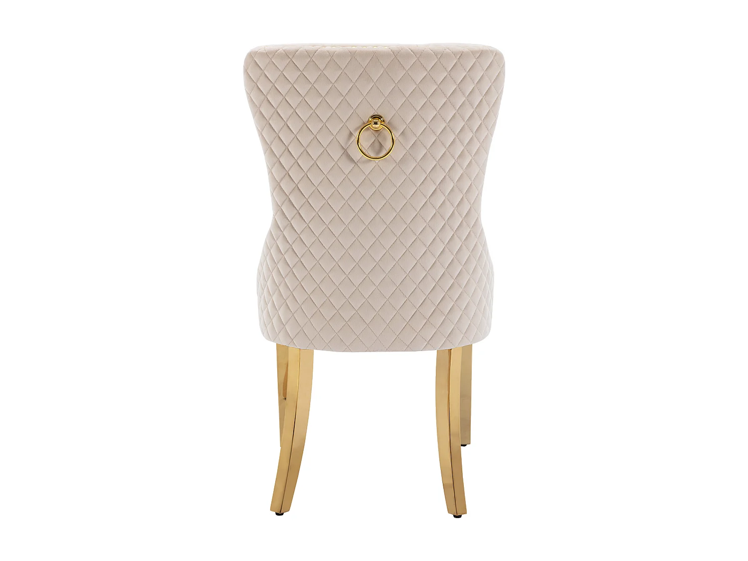 Lot de 6 chaises à manger avec dossier rembourré - pieds en métal doré - velours - beige