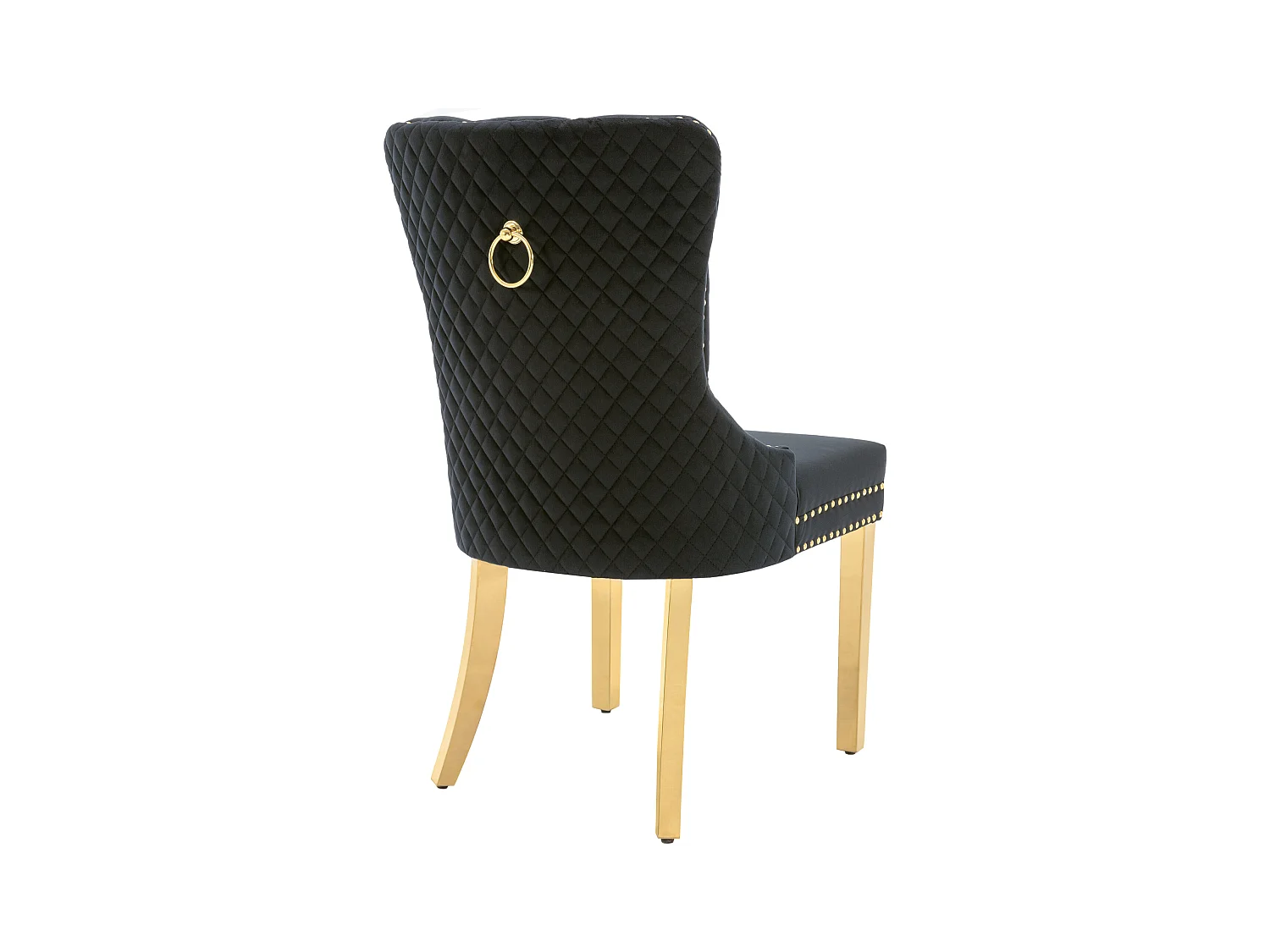 Lot de 6 chaises à manger avec dossier rembourré - pieds en métal doré - velours - noir