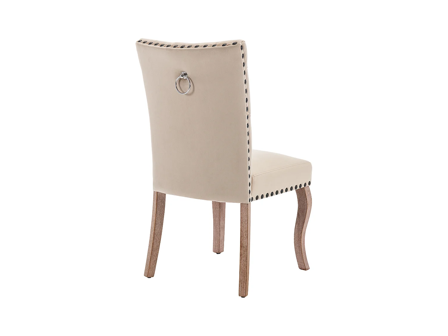 Lot de 2 chaises  en velours  pieds en bois - marron clair