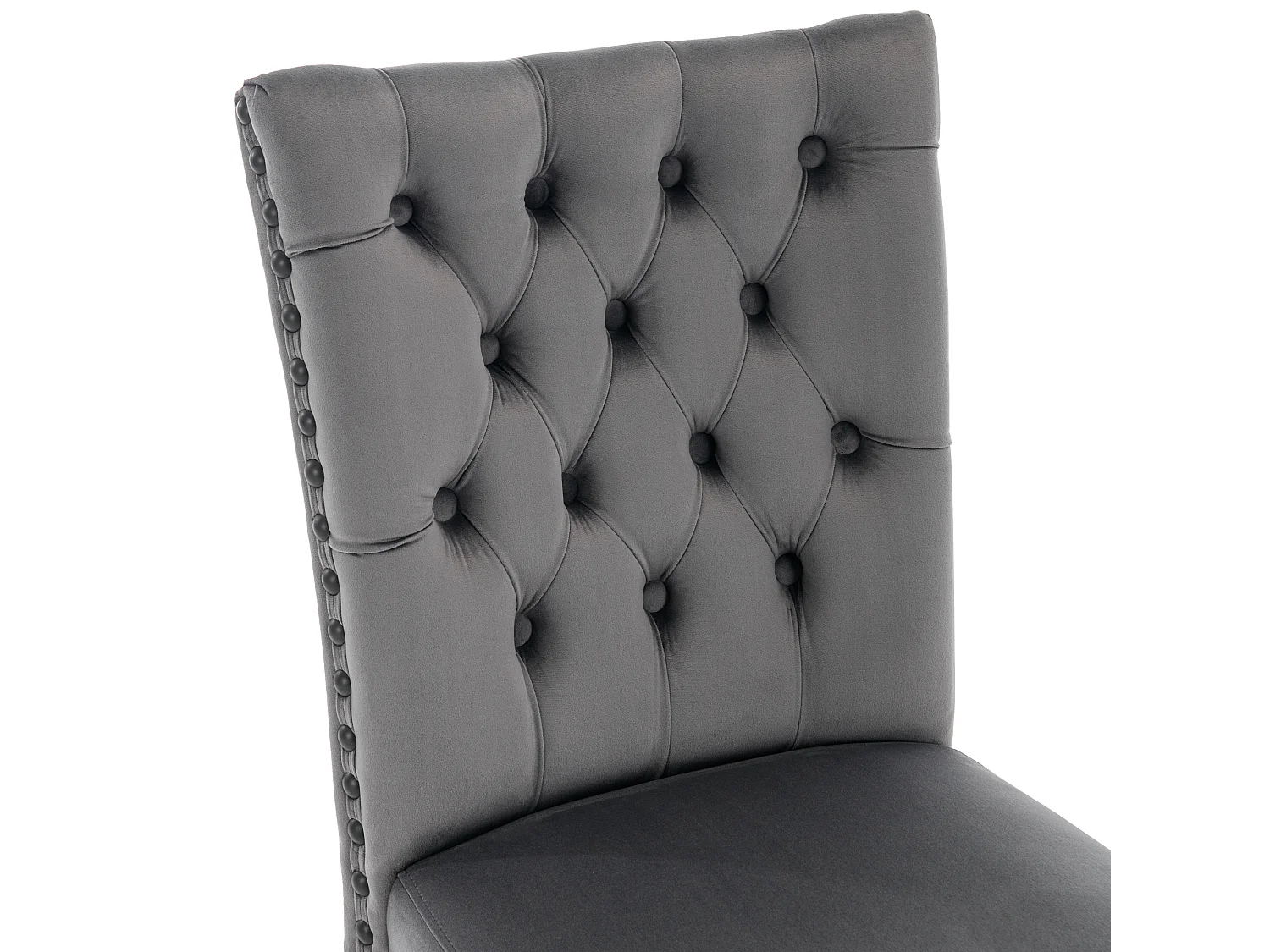 Lot de 2 chaises à manger en velours - pieds en bois - gris