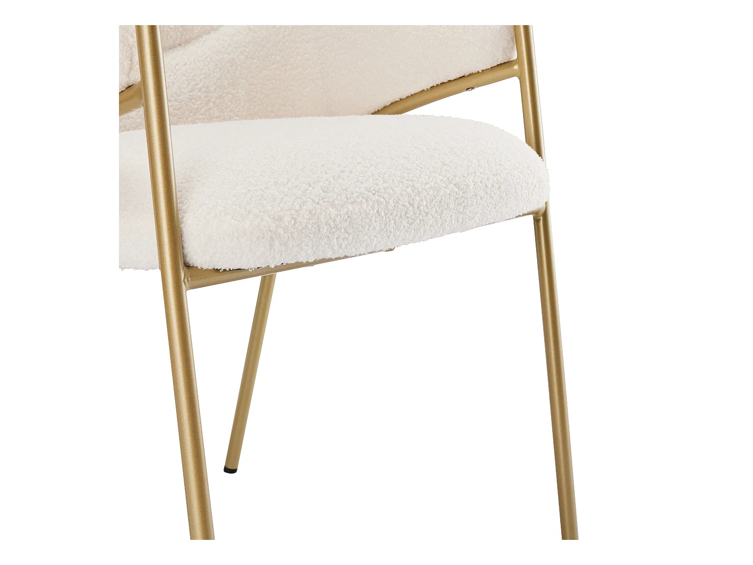 Lot de 2 chaise à manger en sherpa avec avec dossier rembourré et accoudoirs - pieds réglables - beige