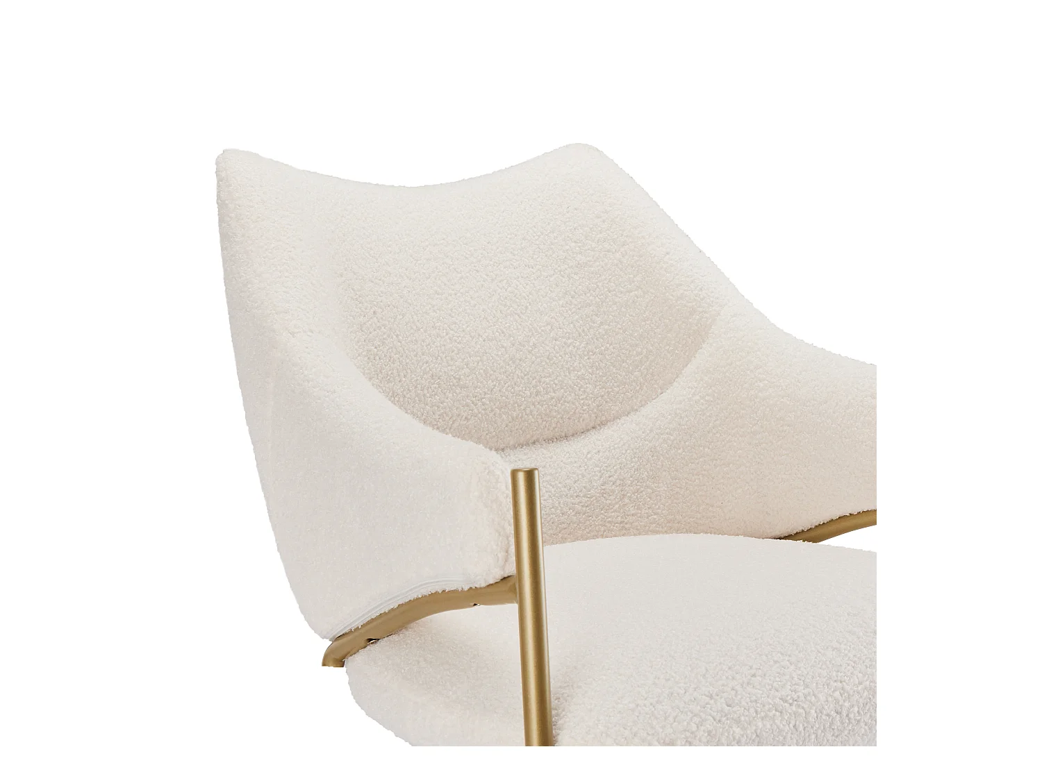 Lot de 2 chaise à manger en sherpa avec avec dossier rembourré et accoudoirs - pieds réglables - beige