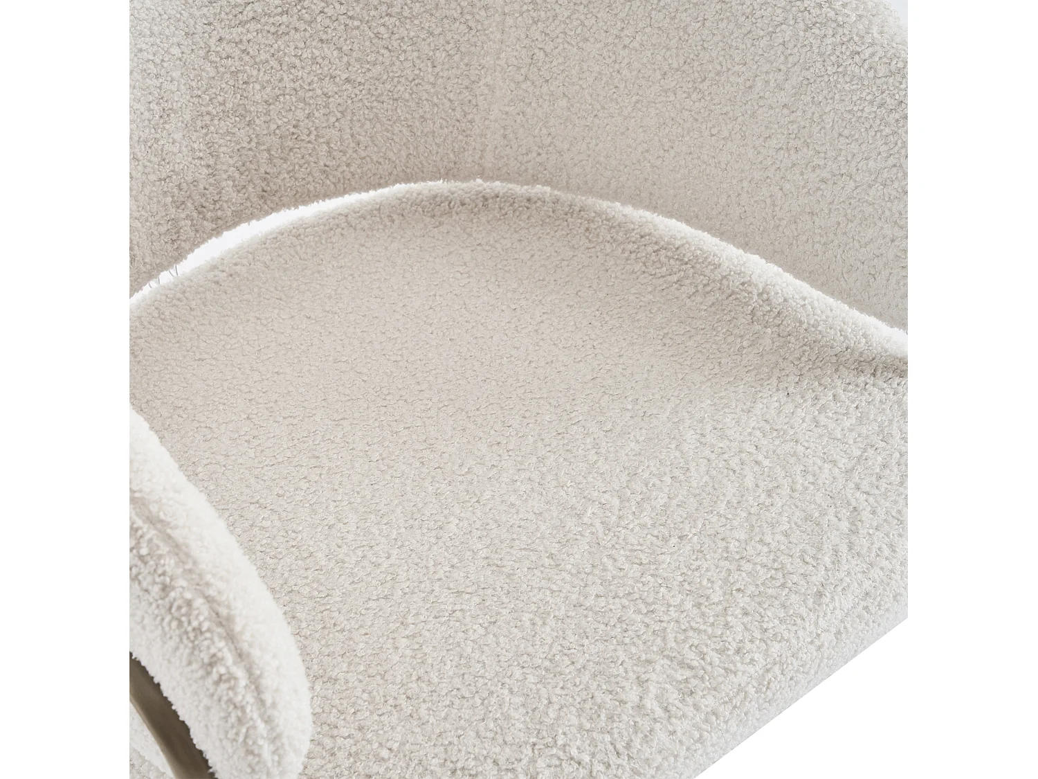 Lot de 2 chaises à manger en laine d'agneau avec accoudoirs et dossier - pieds en métal - blanc