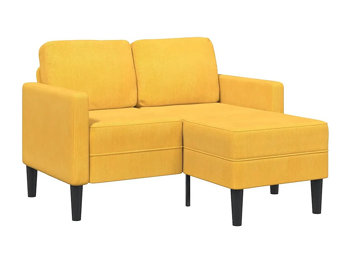 Canapé 2 places avec méridienne en L jaune clair 125 cm Lin