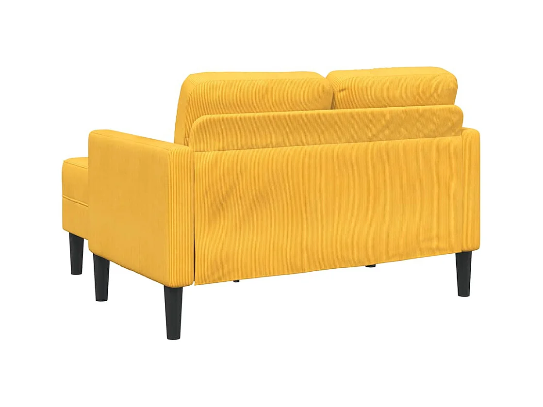 Canapé 2 places avec méridienne en L jaune clair 125 cm Lin