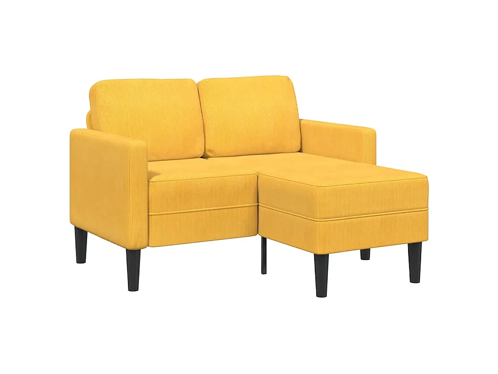Divano 2 Posti con Chaise longue a L Giallo Chiaro 125 cm Lino