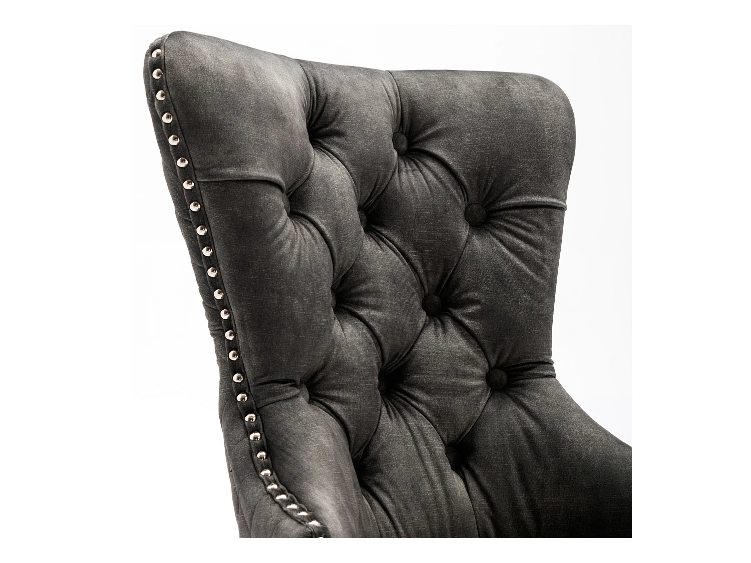 Lot de 4 chaises à manger en velours avec dossier - pieds en bois - gris