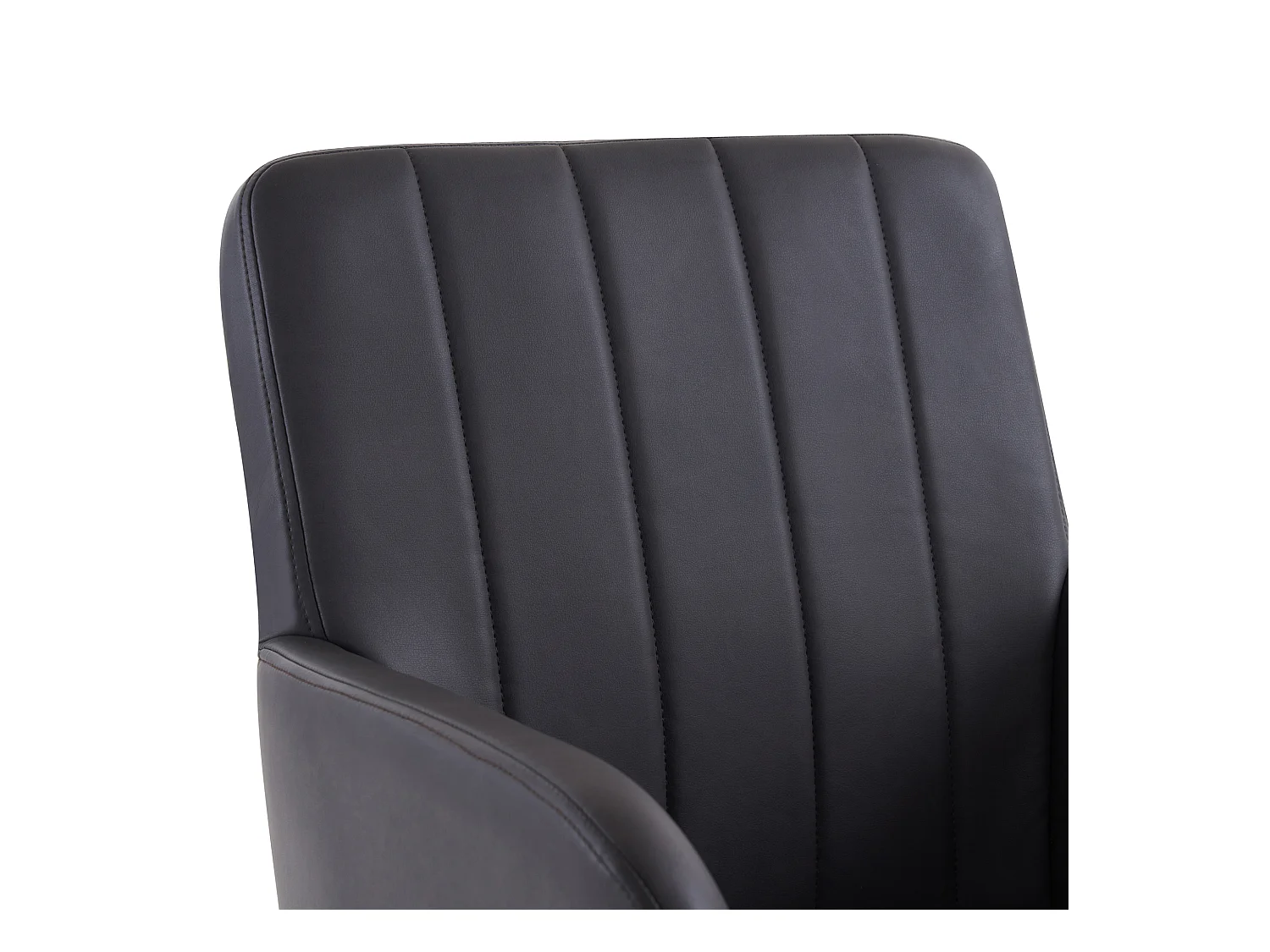 Lot de 2 chaises en similicuir avec accoudoirs et dossier - pieds en métal - noir