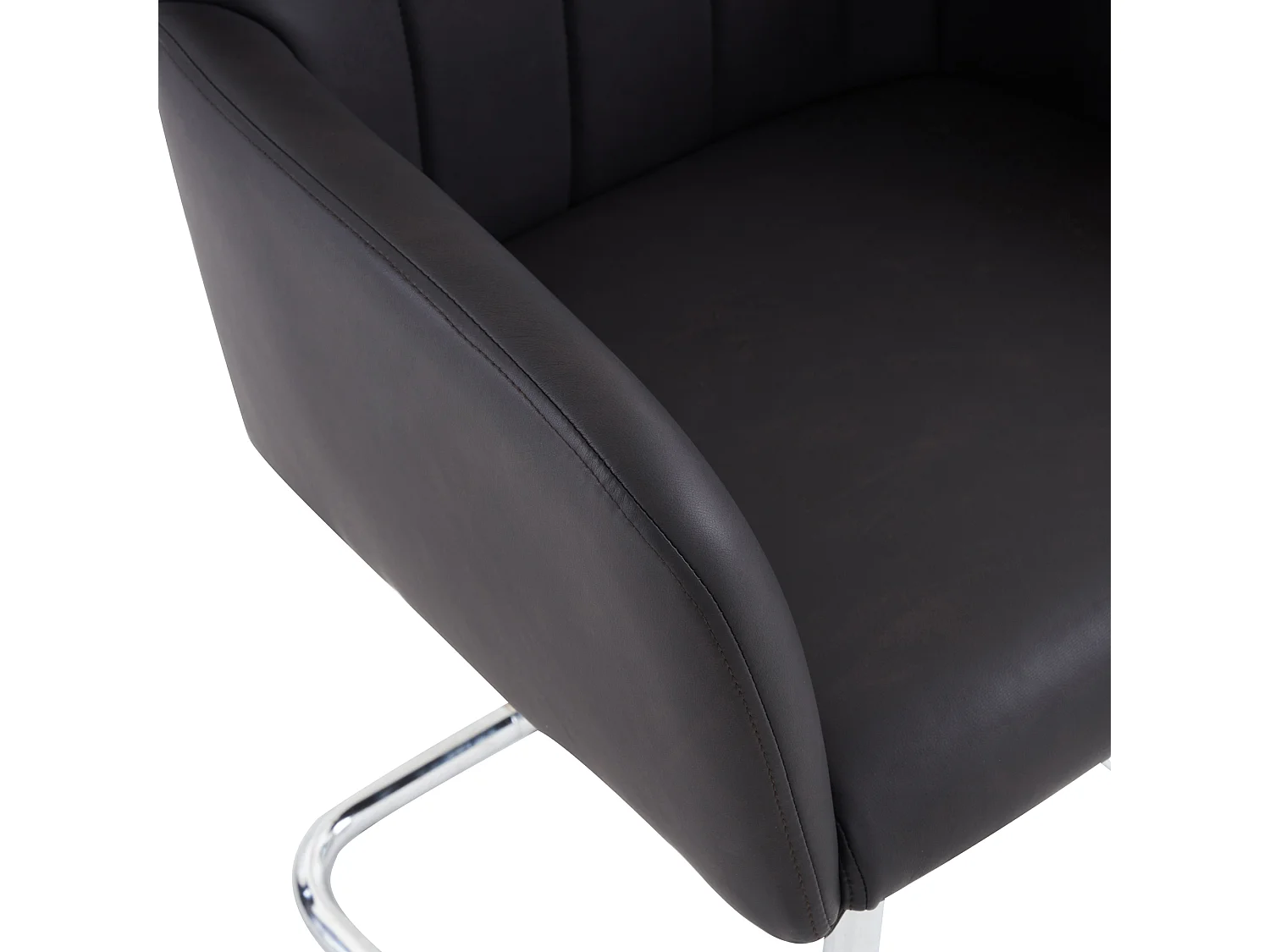 Lot de 2 chaises en similicuir avec accoudoirs et dossier - pieds en métal - noir