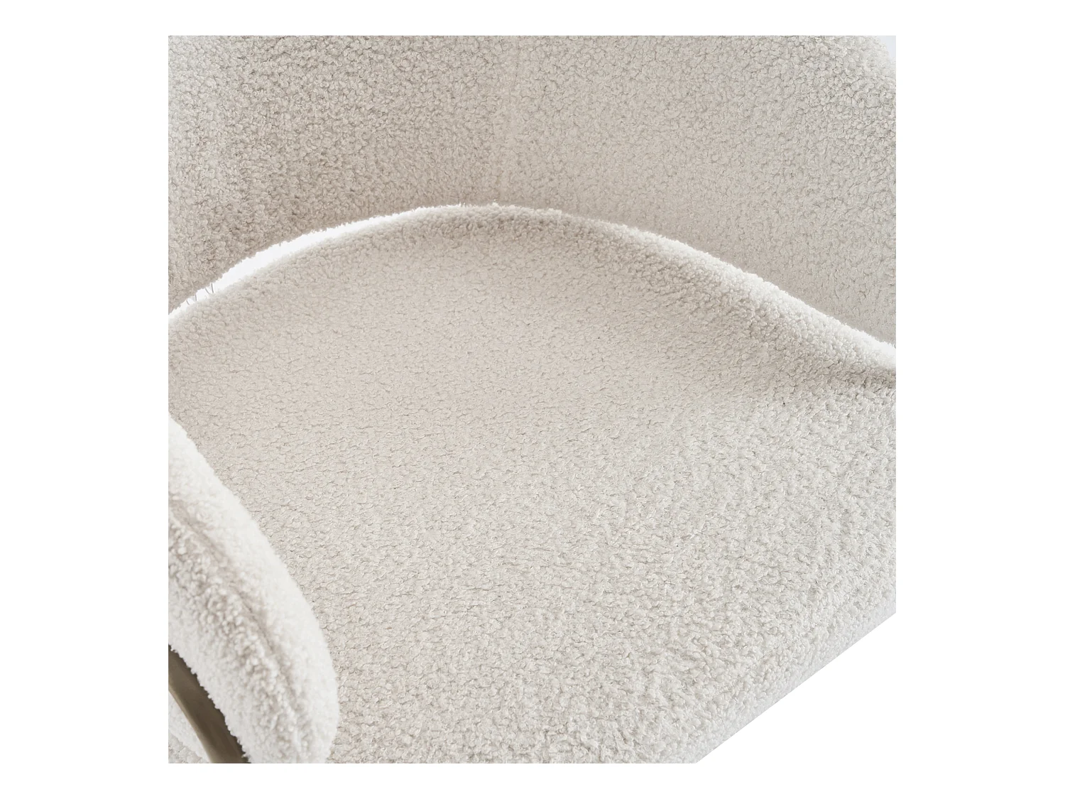 Chaise à manger en laine d'agneau avec accoudoirs et dossier - pieds en métal - blanc