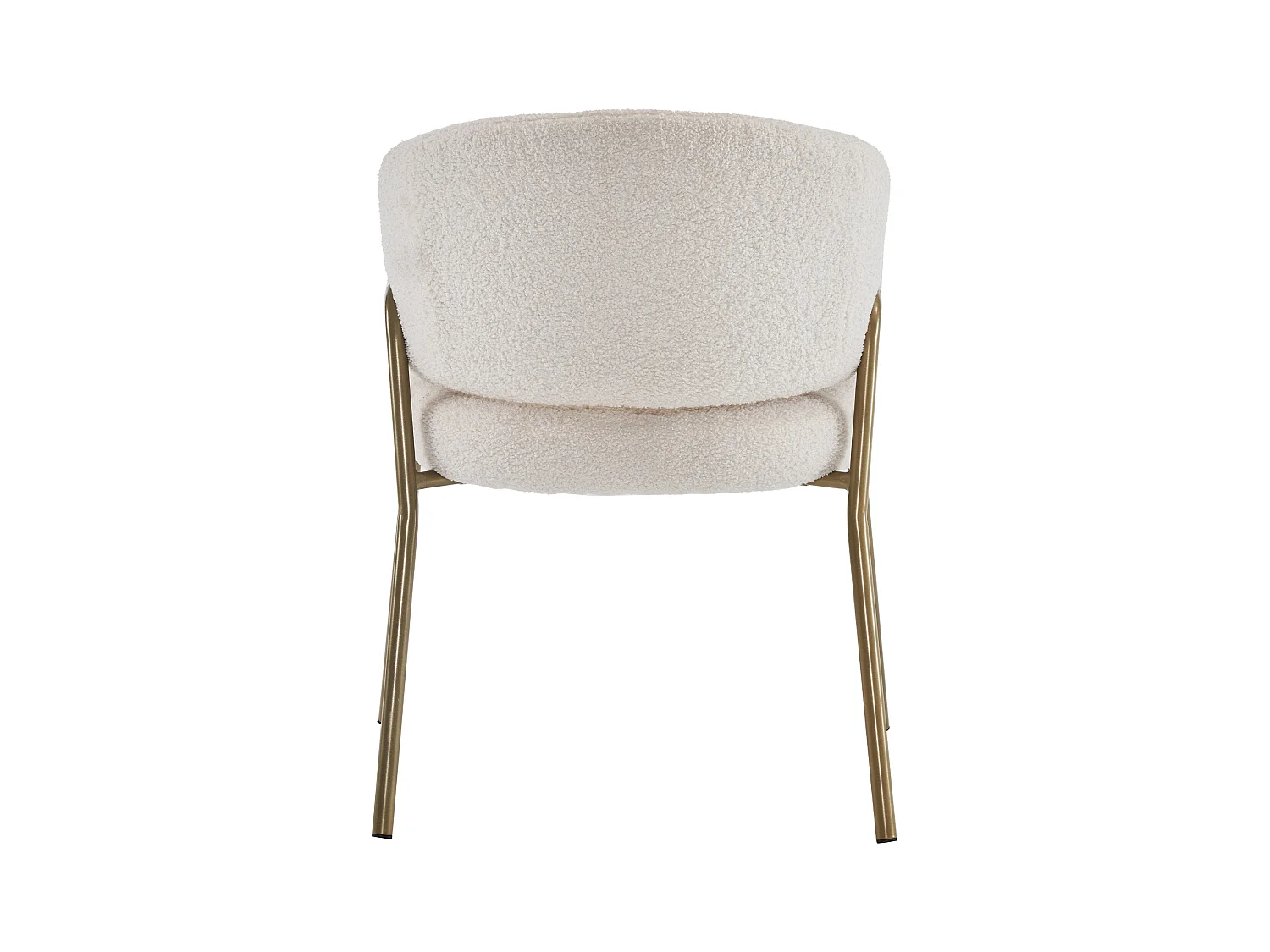 Chaise à manger en laine d'agneau avec accoudoirs et dossier - pieds en métal - blanc